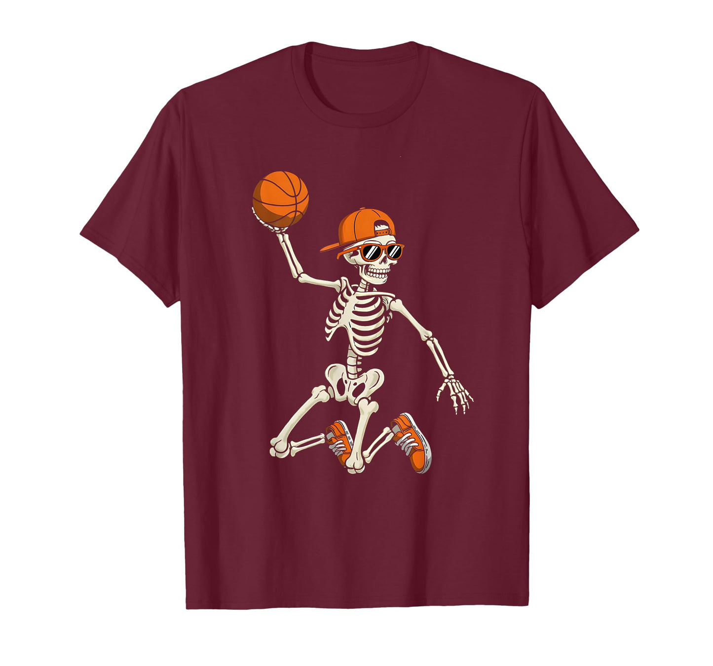 Halloween Skeleton Funny Basketball Shirt for Teens Boys Men T-Shirt