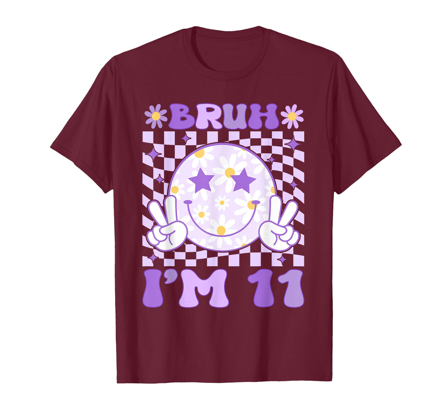 Bruh I'm 11 Years Old Purple Birthday Girls 11th Birthday T-Shirt