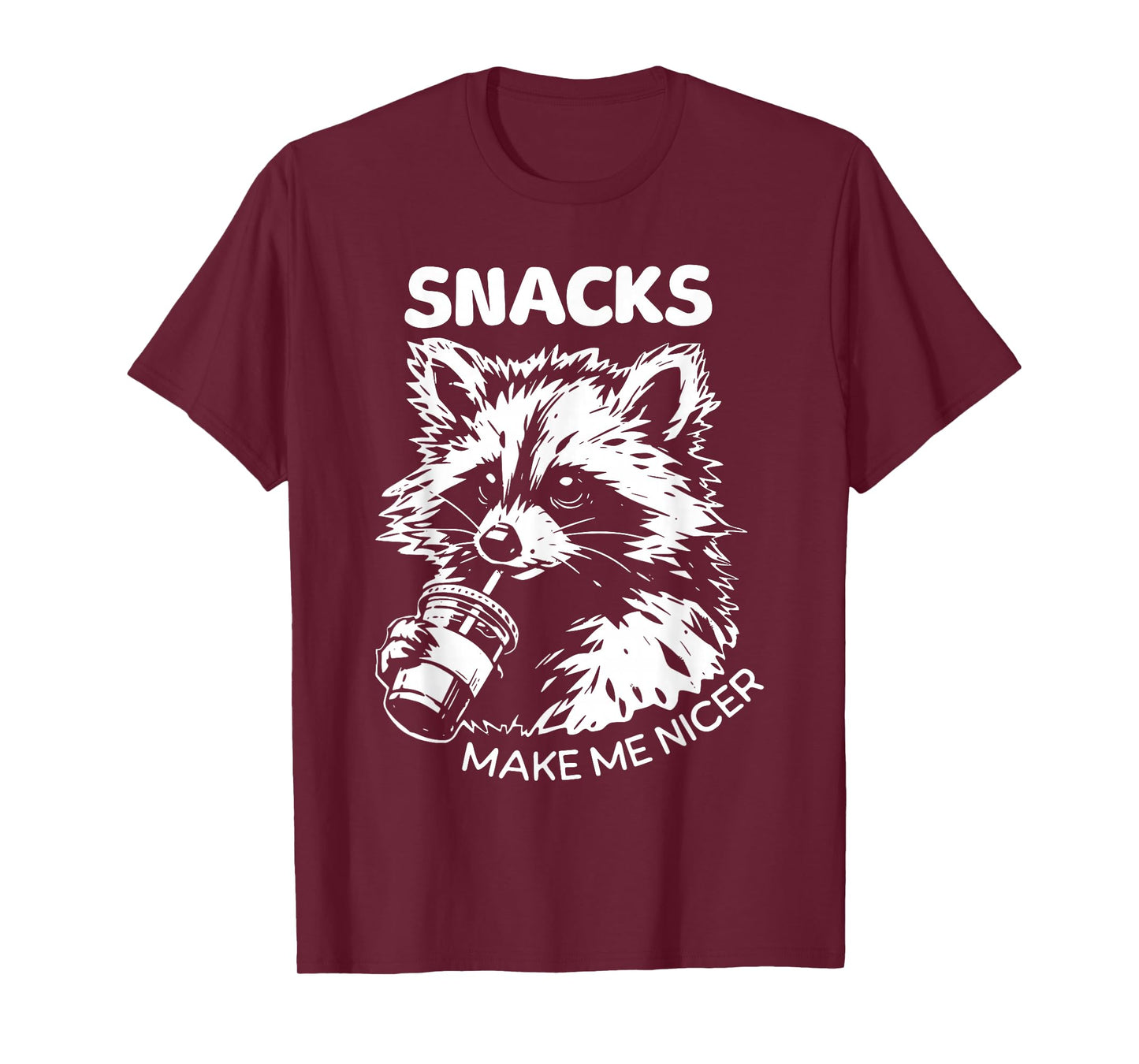Retro Snacks Make Me Nicer Raccoon Meme Animal Sarcastic T-Shirt