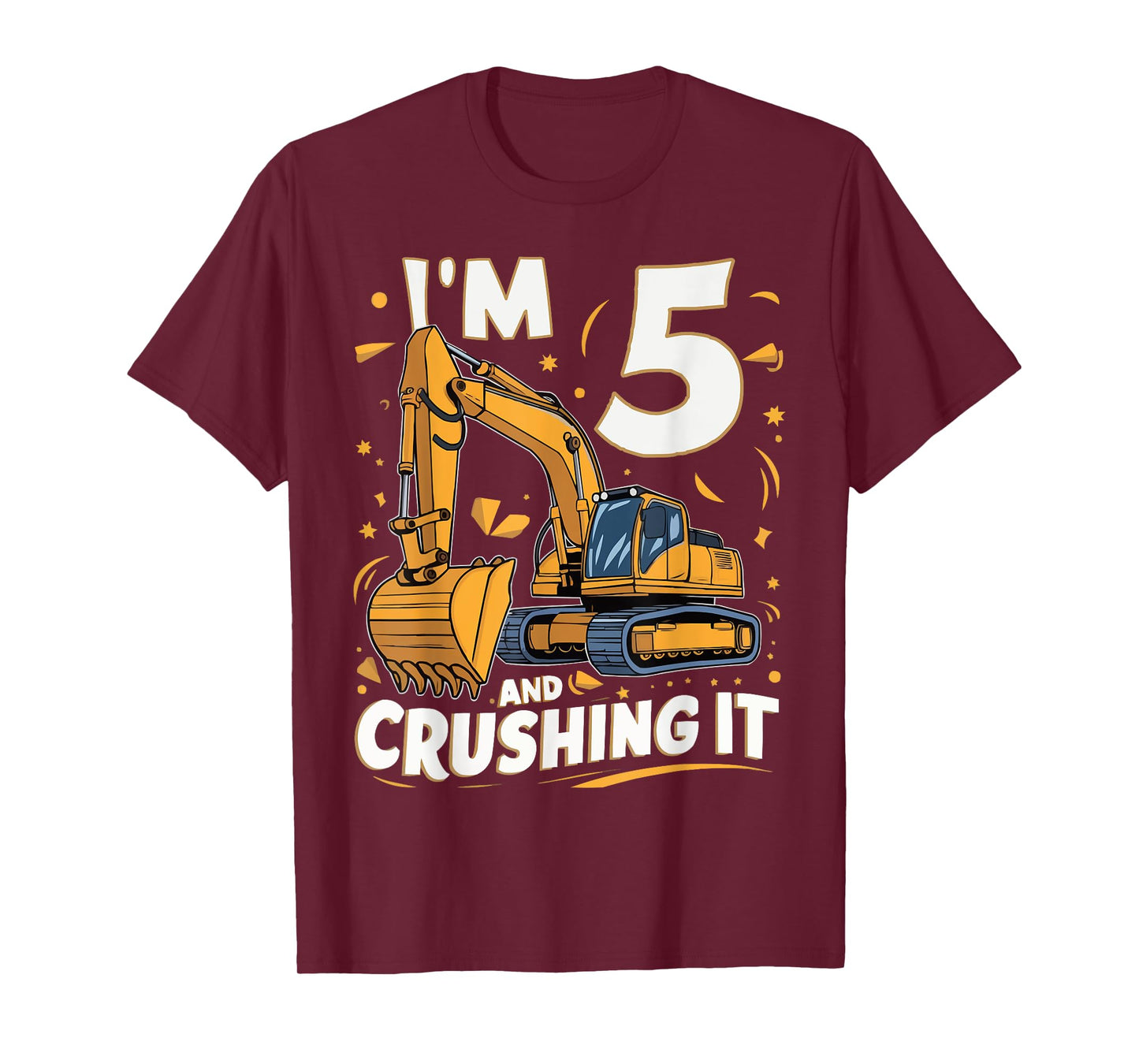 Construction Truck 5th Birthday 5 Years Old Digger Builder T-Shirt