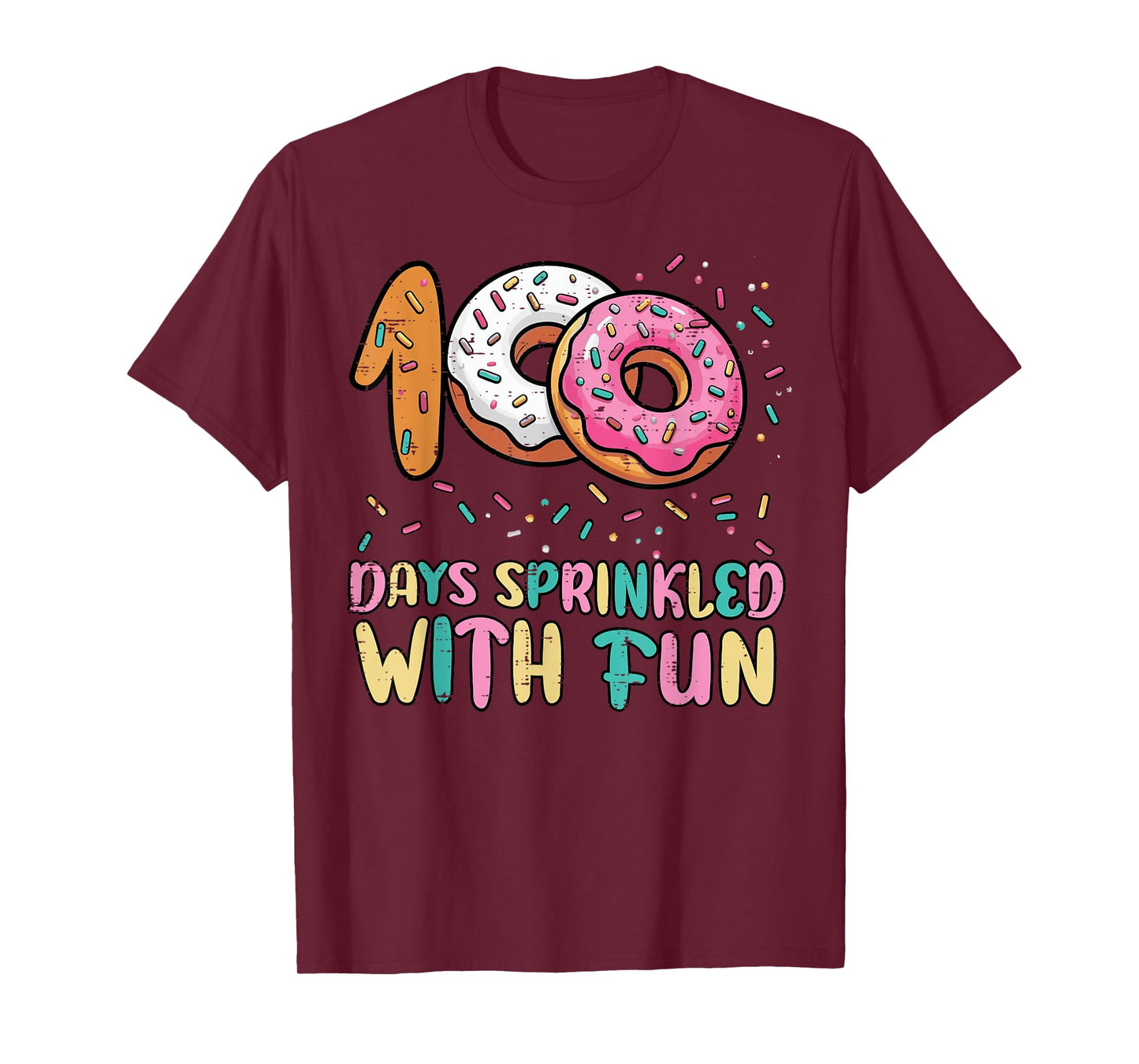 100 Days of School Donut Sprinkled Fun 100th Day Girls Kids T-Shirt