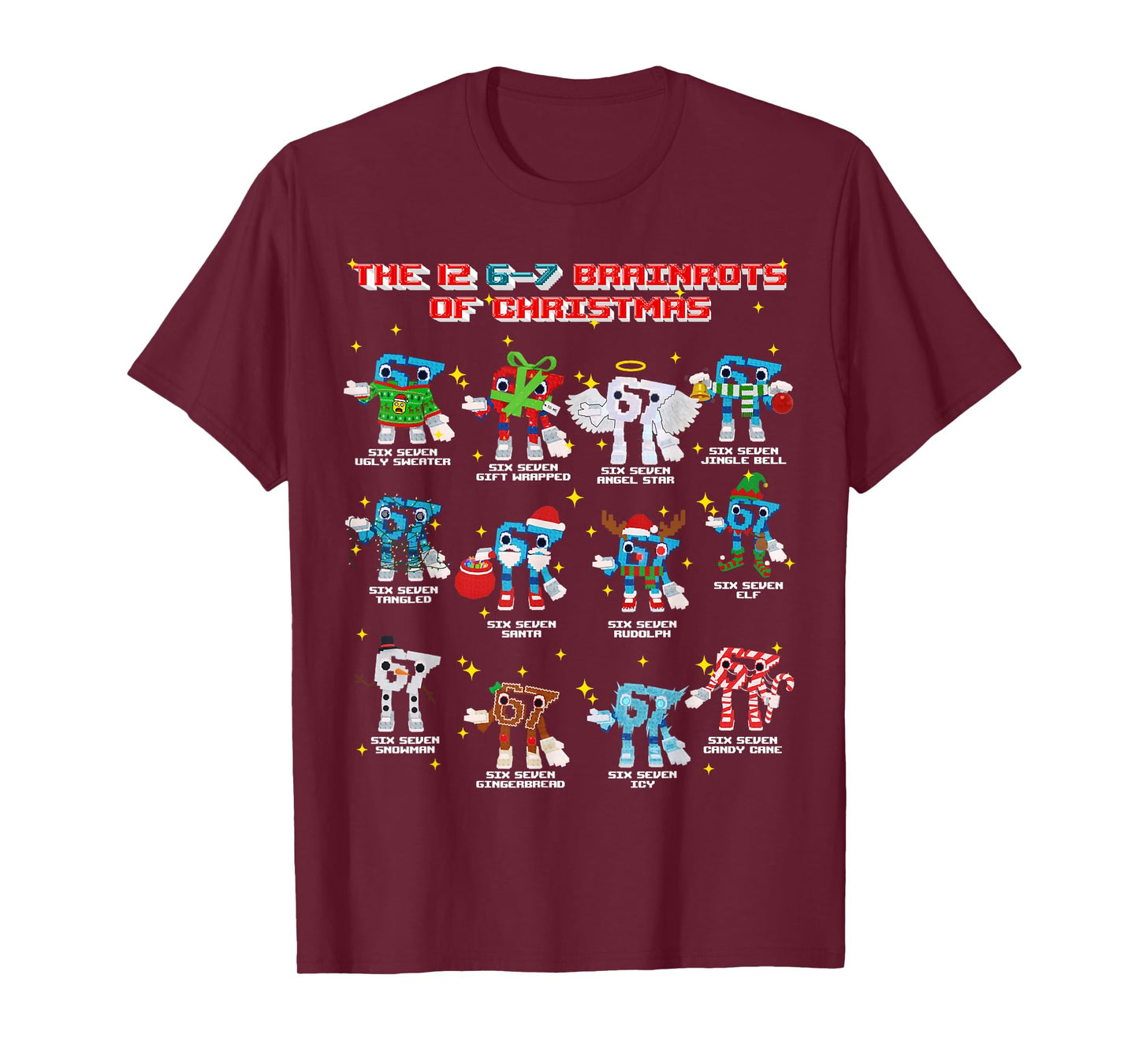 The 12 67 Brainrots of Christmas Funny 6-7 Brainrot for Kids T-Shirt
