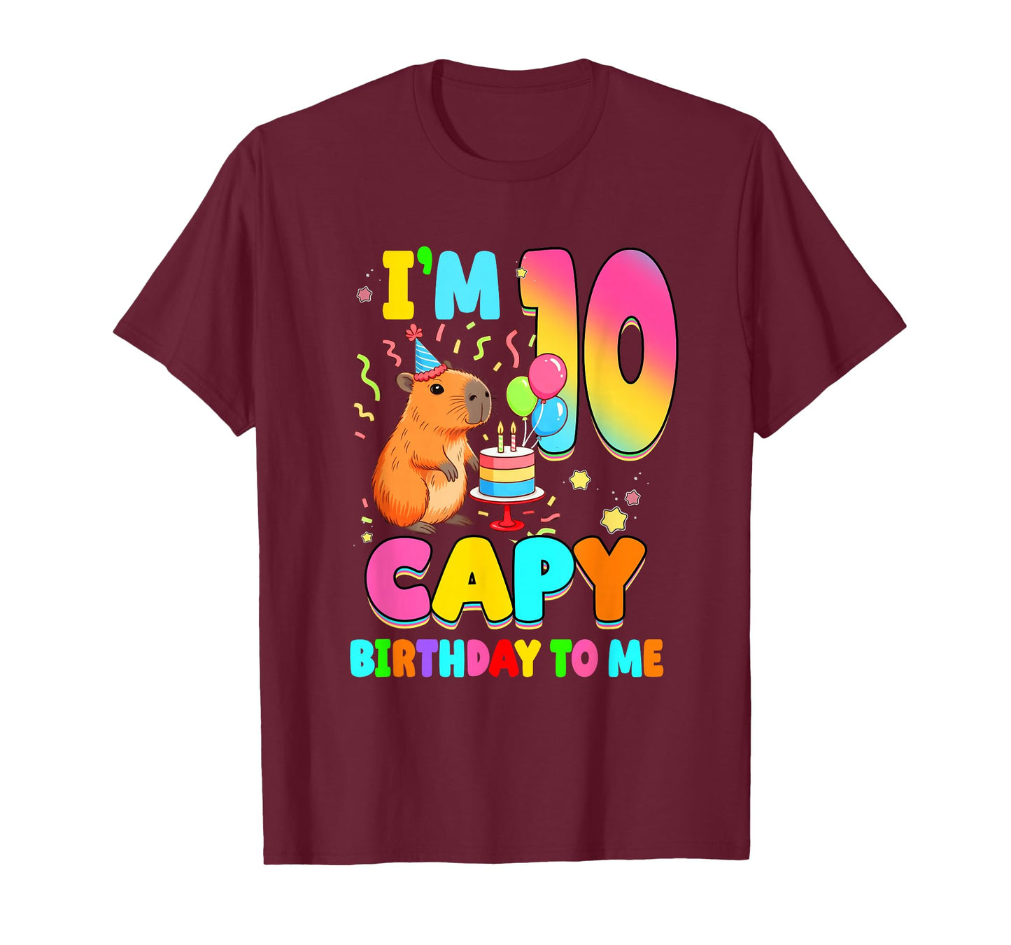 I'm 10 Years Old Capy Birthday to Me 10Th Birthday Capybara T-Shirt