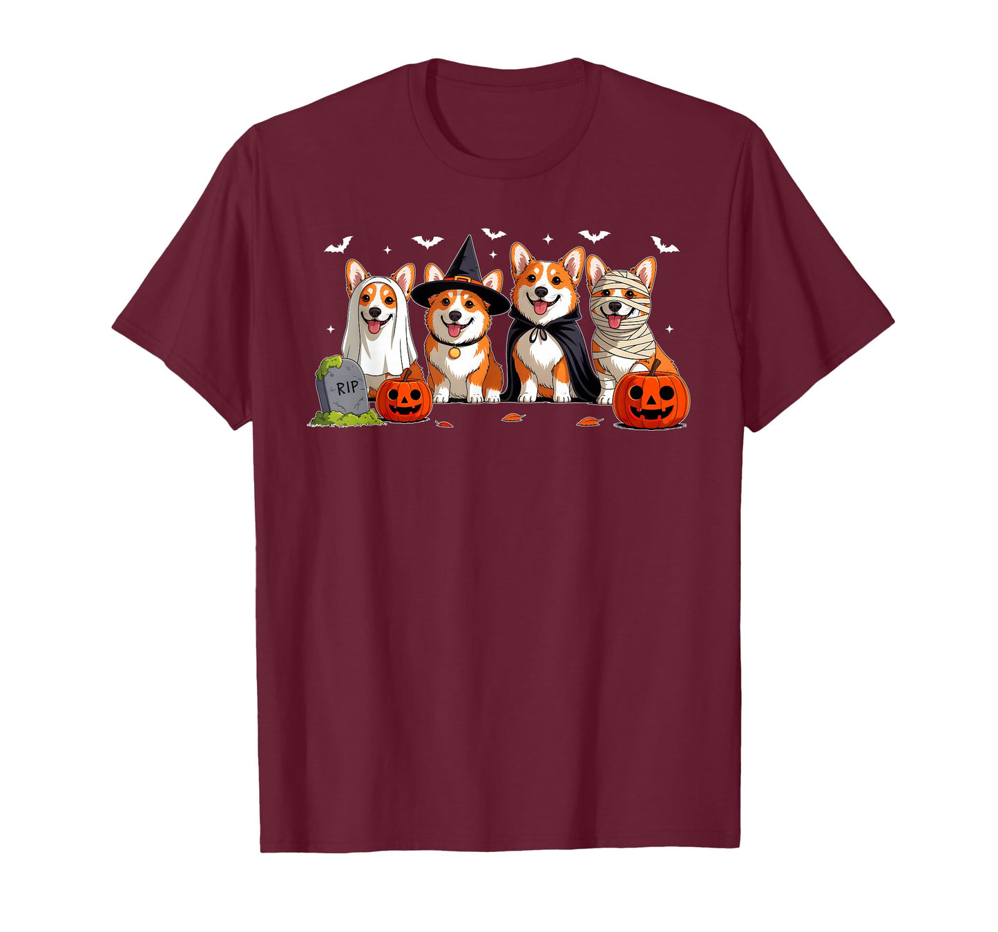 Corgi Dog Ghost Witch Mummy Pumpkin Halloween Spooky Season T-Shirt