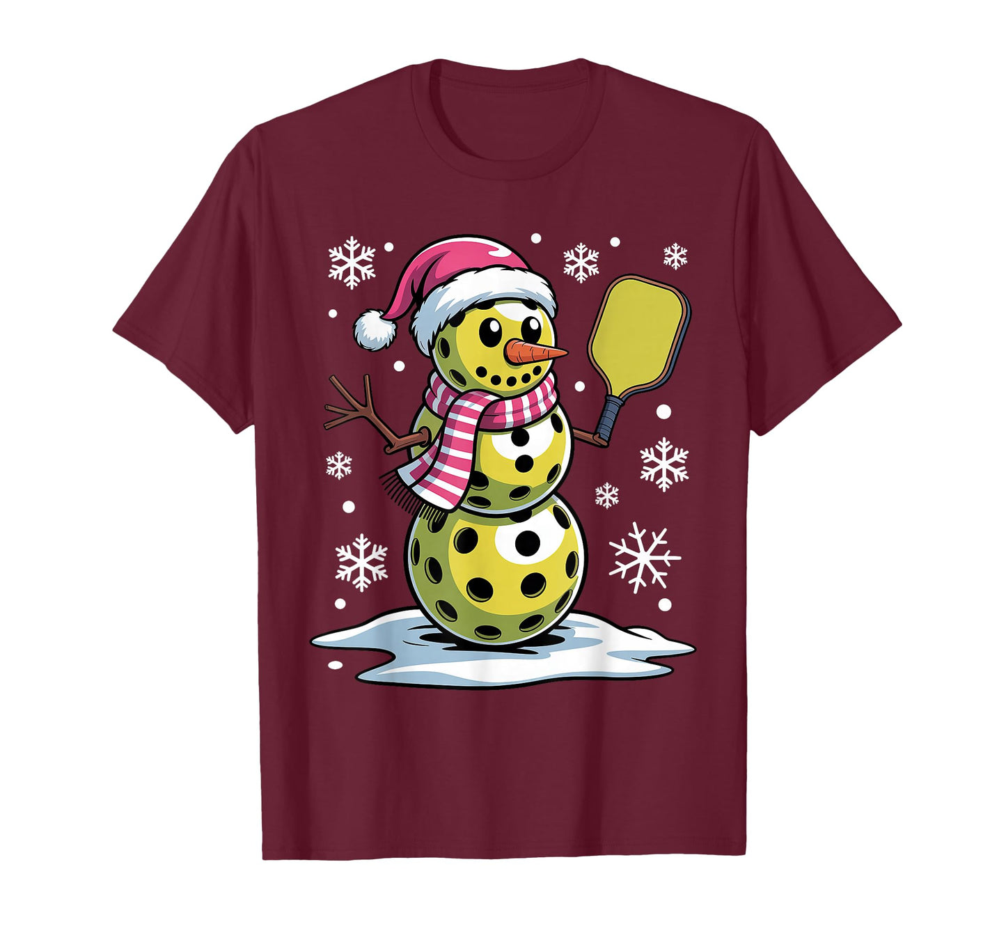 Santa Hat Snowman Xmas Pickleball Christmas T-Shirt