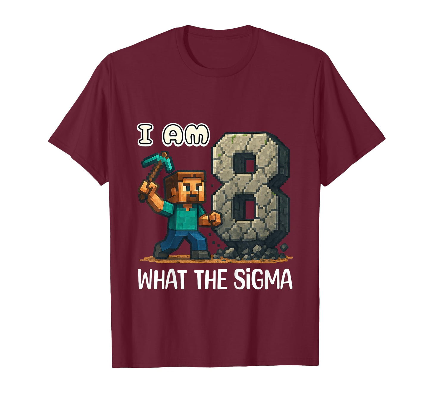 Kids Birthday Boys Eighth BDay Sigma Gaming Pixel T-Shirt
