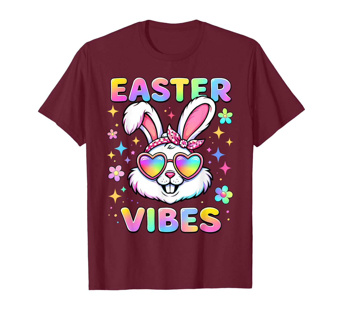 Kids Girls Easter Bunny Face Vibes Easter Kids Girls Women T-Shirt