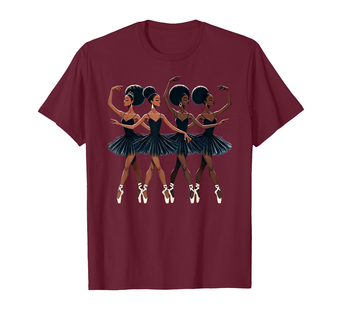 Black African American Ballerina Ballet Dance Dancing Girls T-Shirt