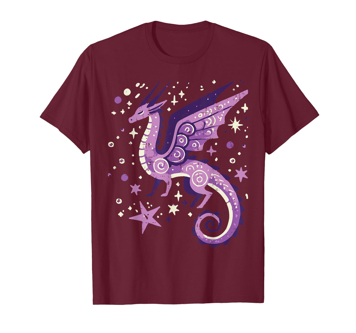 Purple Dragon Stars Cute Fantasy Mythical Girls Kids Women T-Shirt