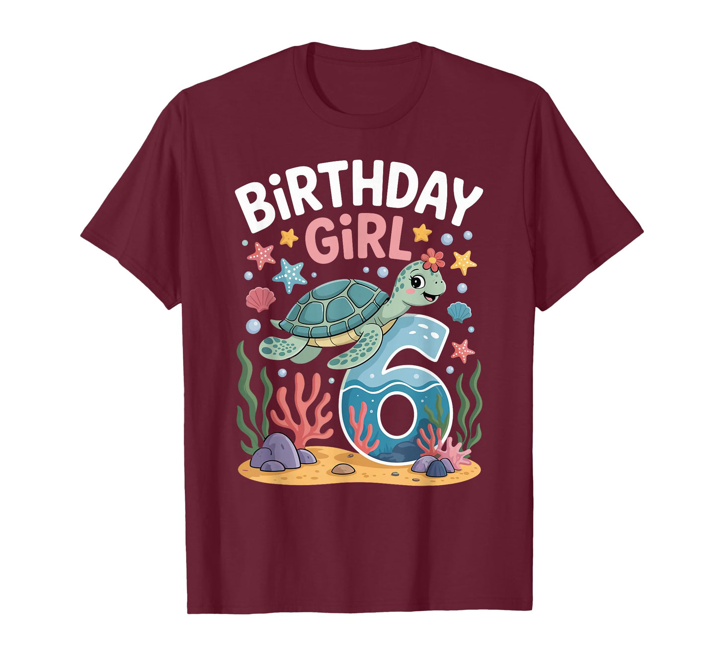 Birthday Girl 6th Sea Turtle Ocean Theme T-Shirt