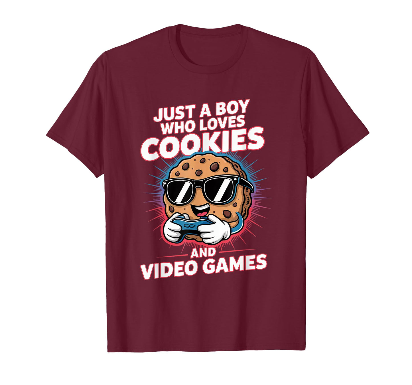 Just A Boy Who Loves Cookies Video Games Cookie Lover Gamer T-Shirt