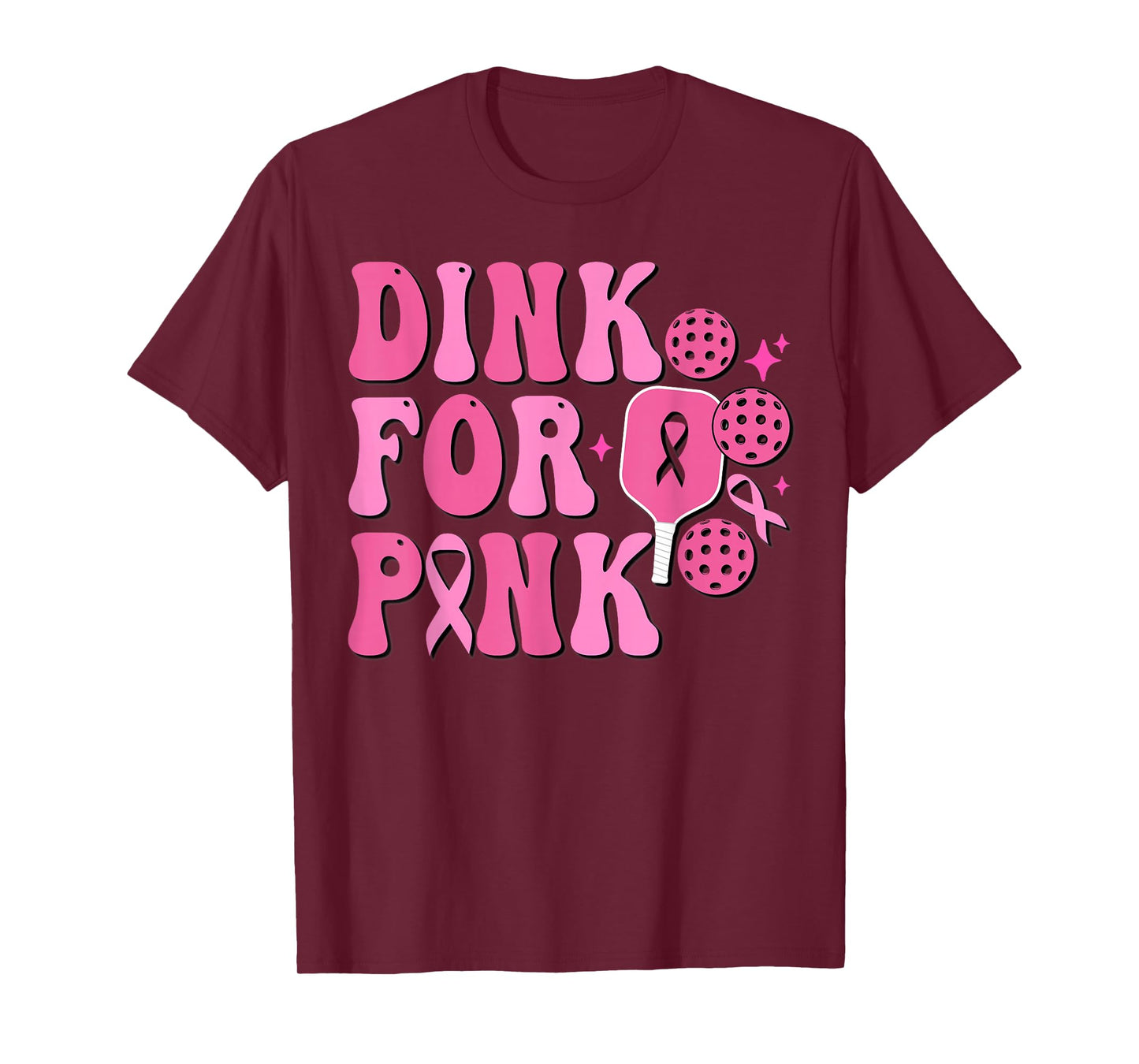 Dink For Pink Breast Cancer Awareness Pickleball Pink Ribbon T-Shirt