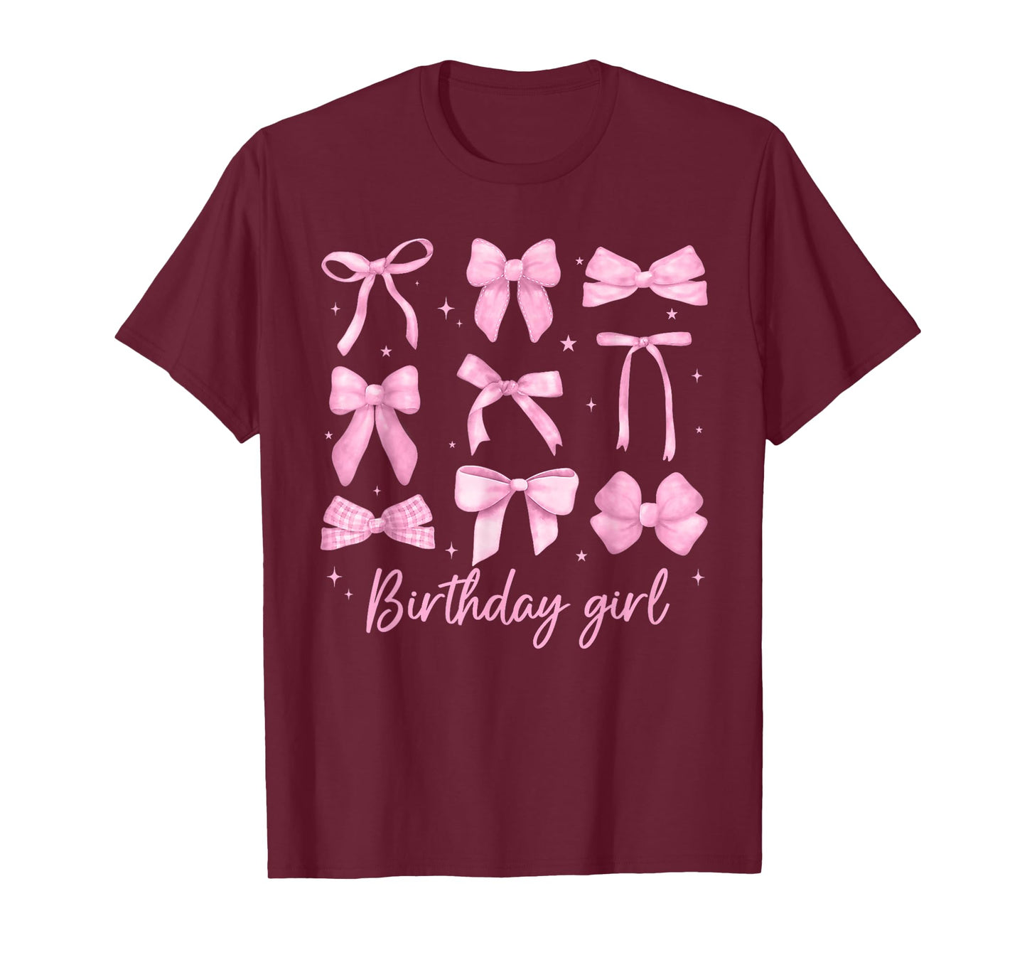 Birthday Girl Coquette Pink Toile Bow for Girl Kids T-Shirt