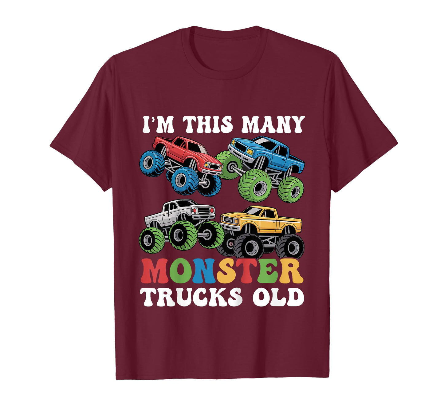 Kids I'm This Many Monster Truck Old 4th Birthday Boy for kids T-Shirt