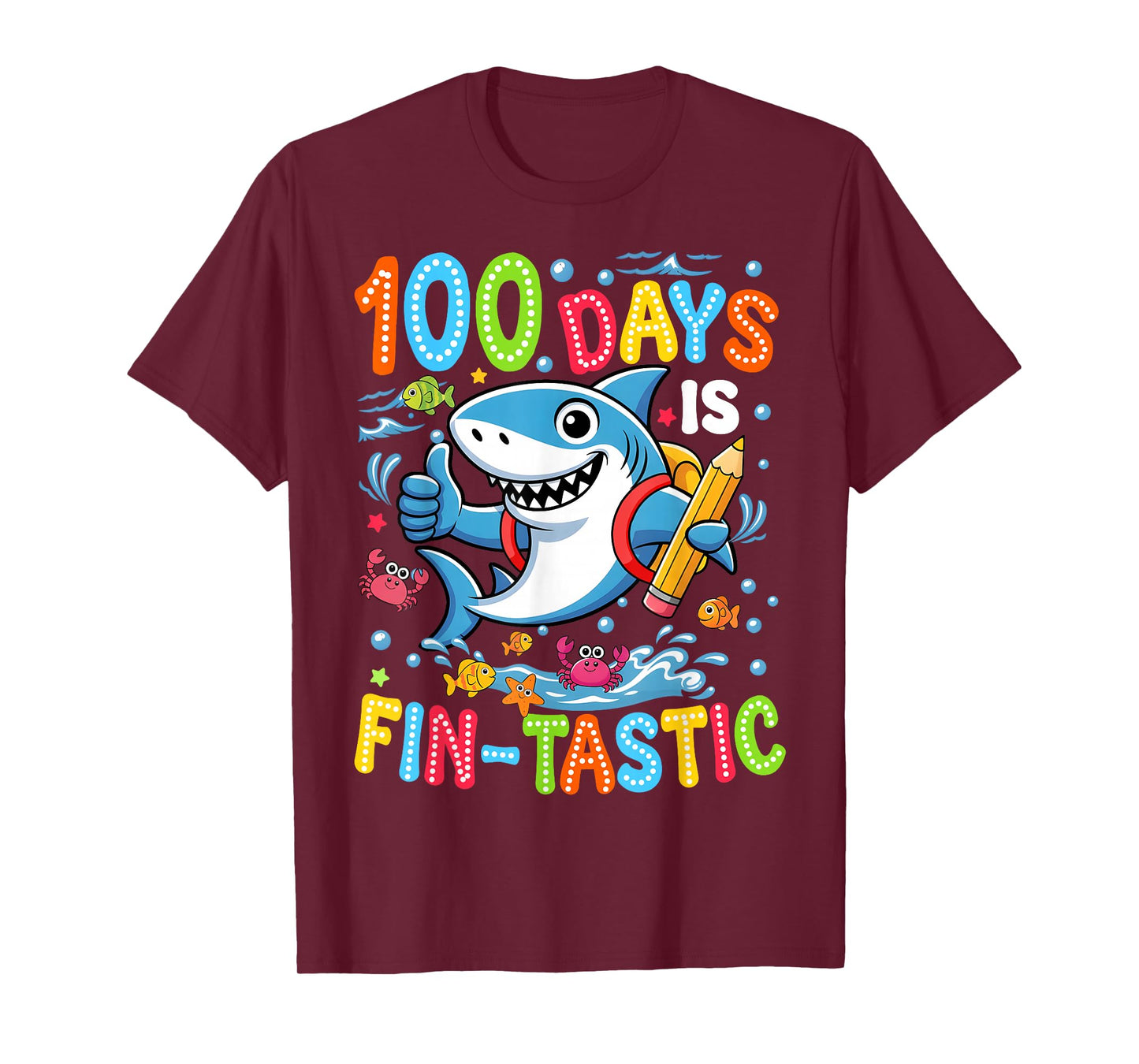 100 Days is Fin Tastic Fish Kid Boy Girl 100th Day of School T-Shirt