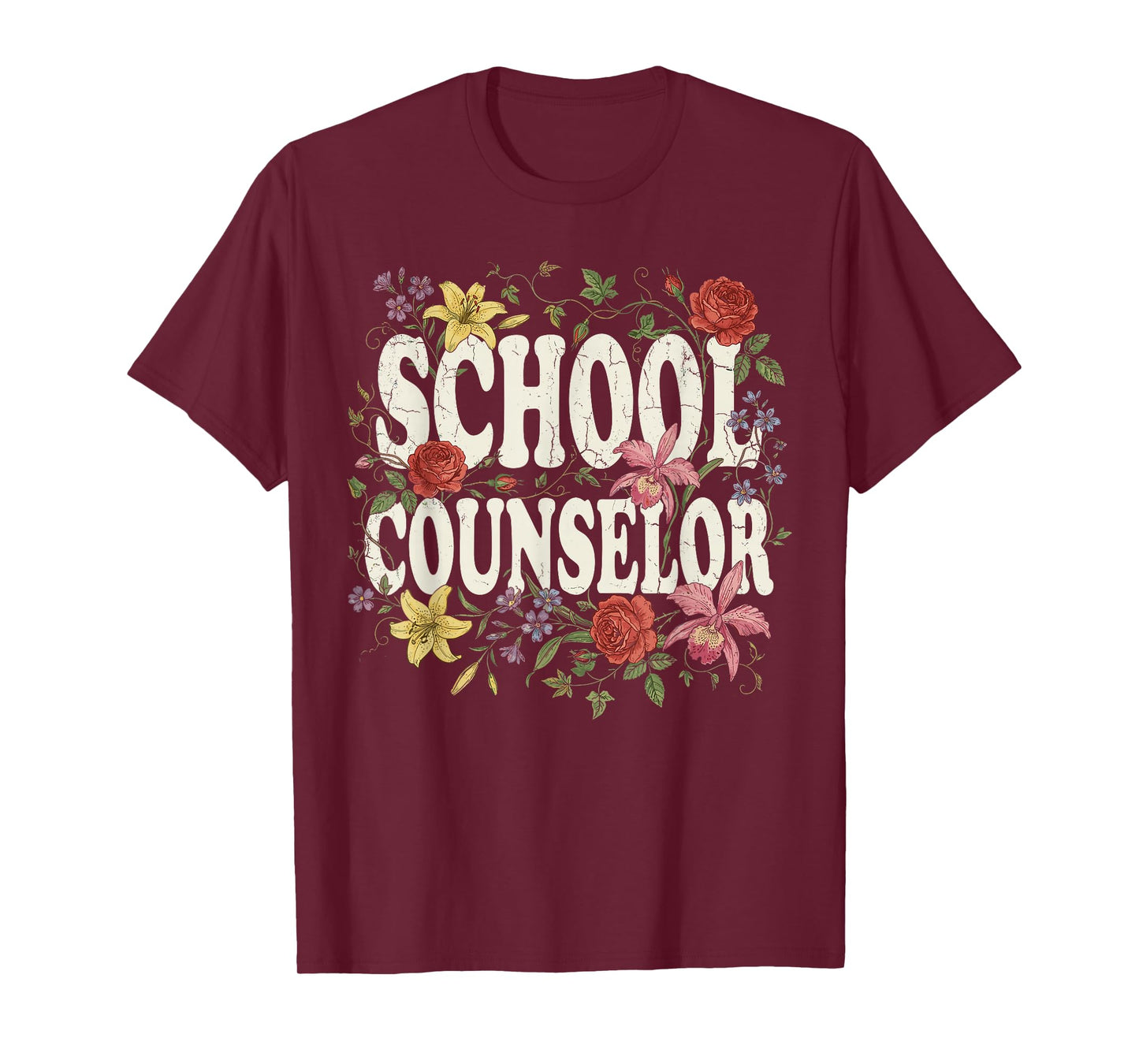Funny School Counselor Appreciation Women Counseling Flowers T-Shirt
