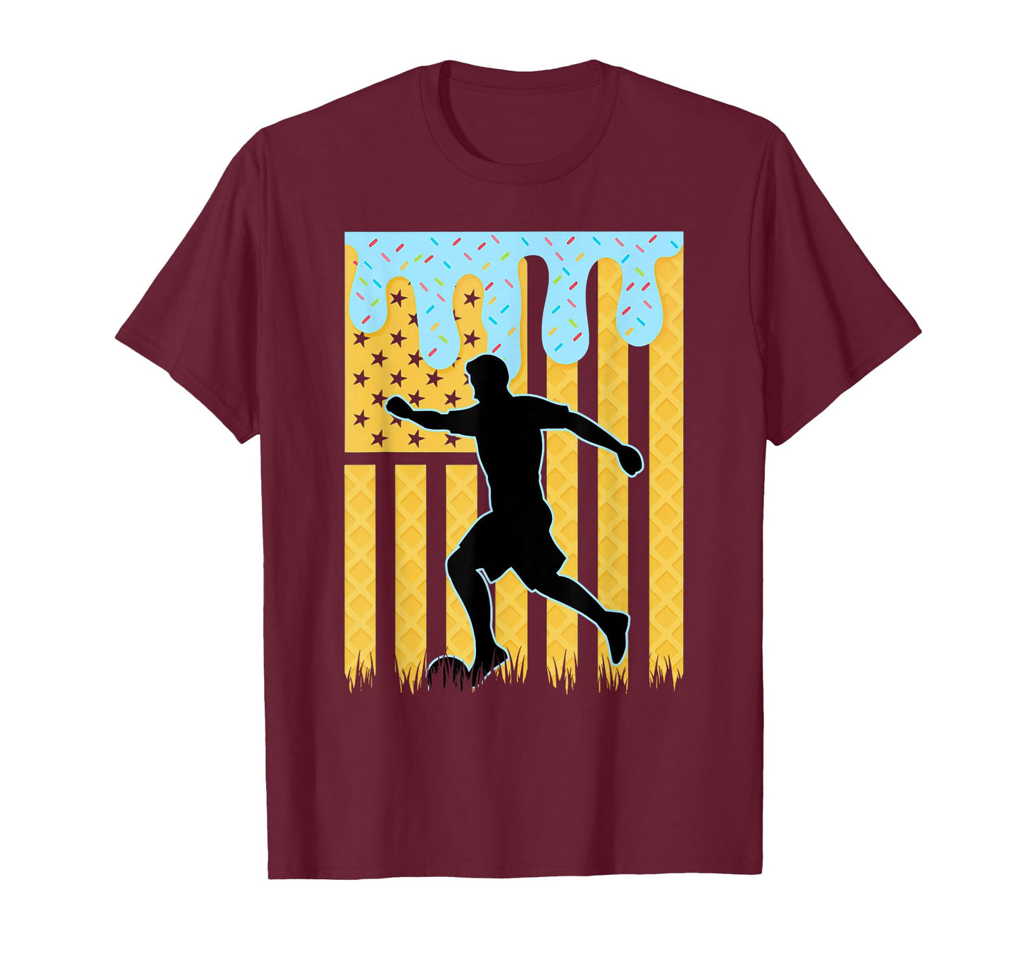 Soccer Drip Boys Dripping Ice Cream American Flag Soccer T-Shirt