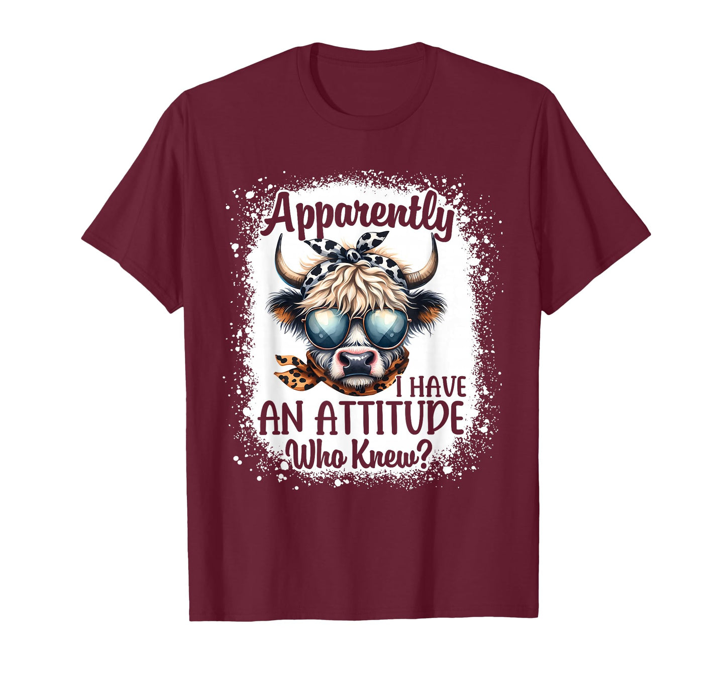 Apparently I Have An Attitude Who Knew Bleached Highland Cow T-Shirt