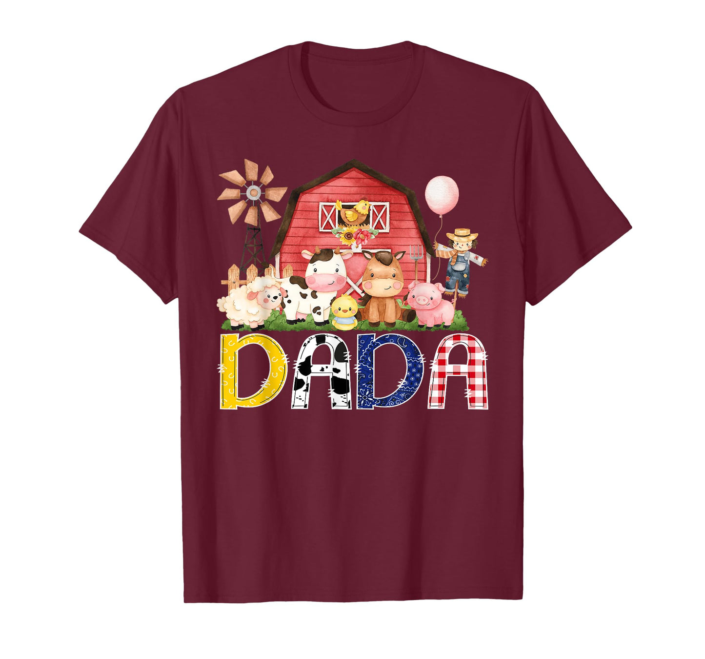 Dada Of The Birthday Boy/Girl/Kids Red Farm Cow T-Shirt