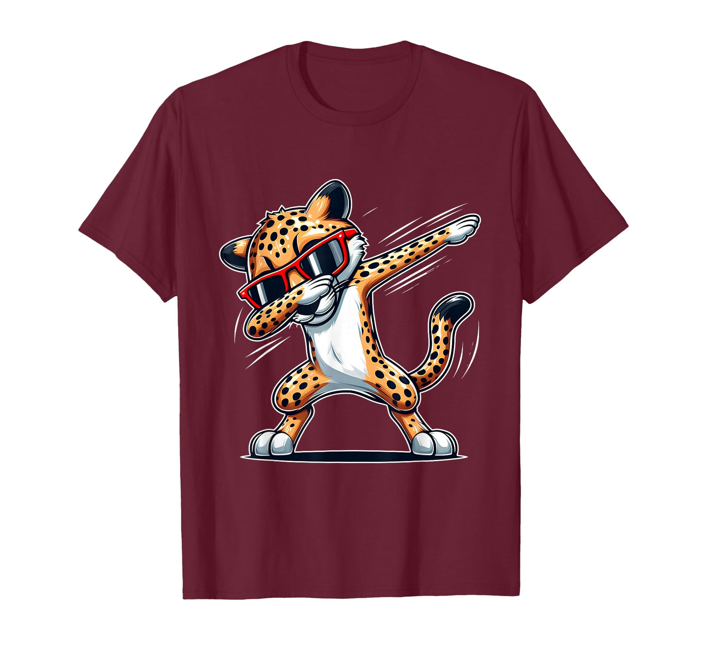 Dabbing Cheetah Wear Glasses Cute Funny Cheetah Animal T-Shirt