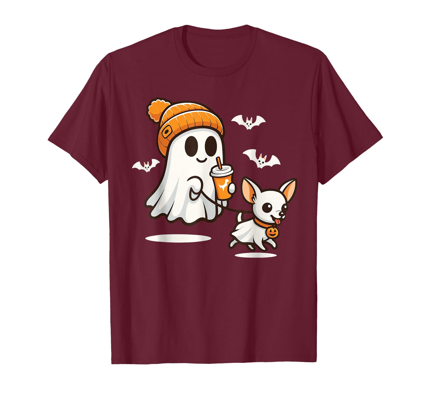 Funny Ghost Walking Chihuahua Dog Halloween Women Men Kids T-Shirt