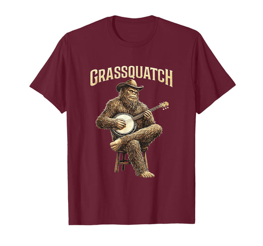 Bigfoot Grassquatch Banjo Player Bluegrass Music Banjoist T-Shirt