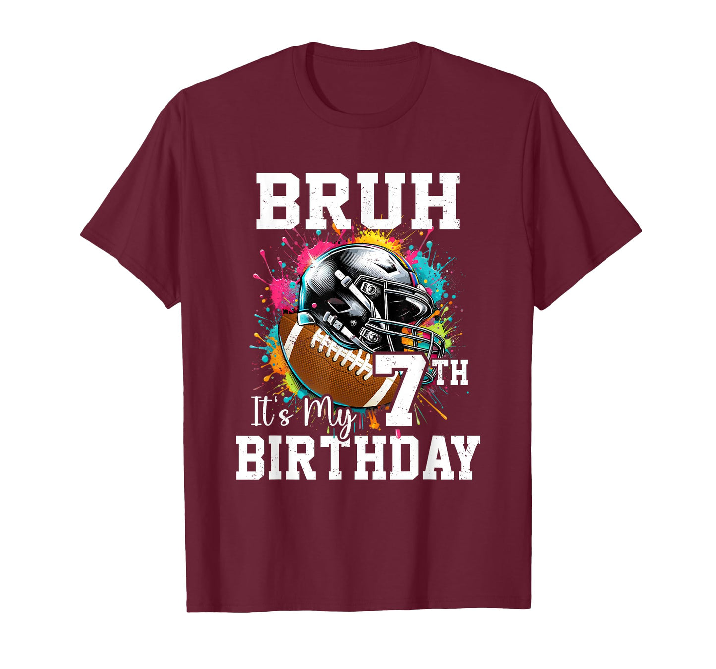 Bruh It's My 7th Birthday 7 Years Old Football Player T-Shirt