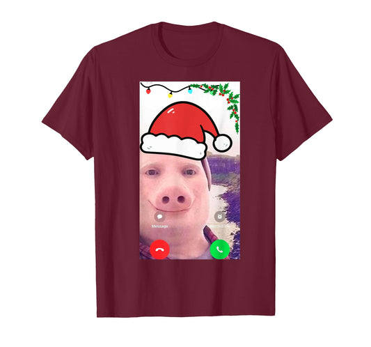 Funny gen z Humor brainrot Christmas John Pork Calling Meme T-Shirt