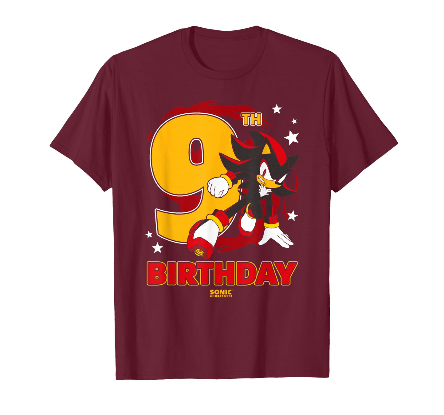 Sonic The Hedgehog Epic Shadow 9th Birthday Big Chest Logo T-Shirt