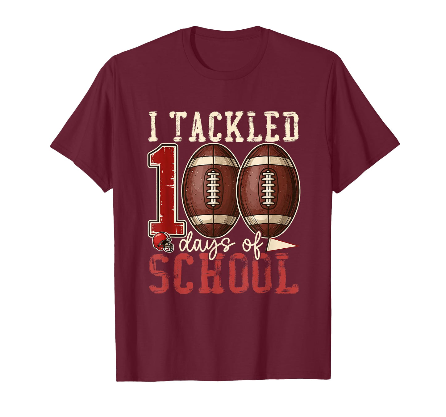 I Tackled 100 Days of School Football Boys Kids 100th Day T-Shirt