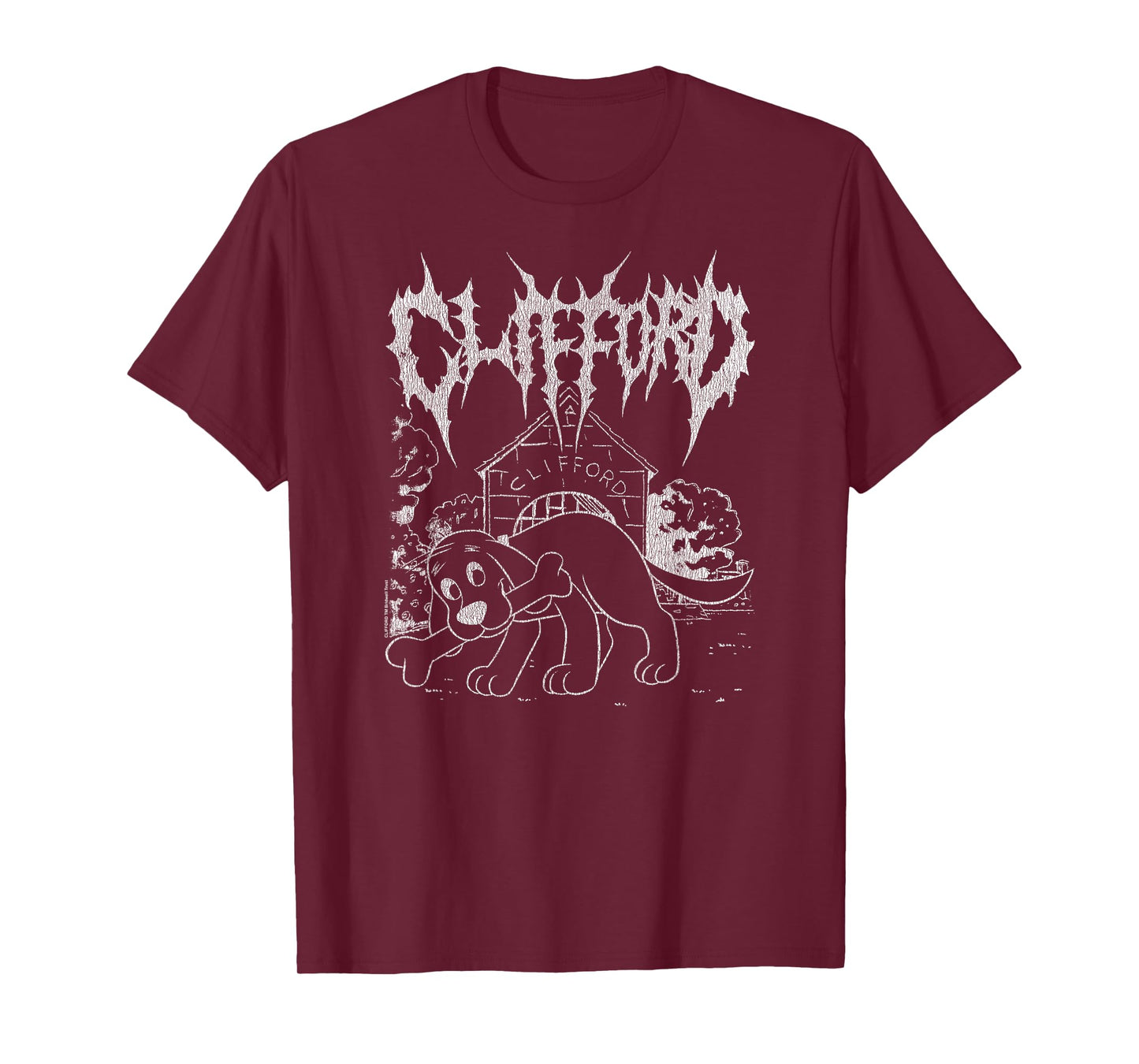Clifford The Big Red Dog Heavy Metal Illustration Kids Book T-Shirt