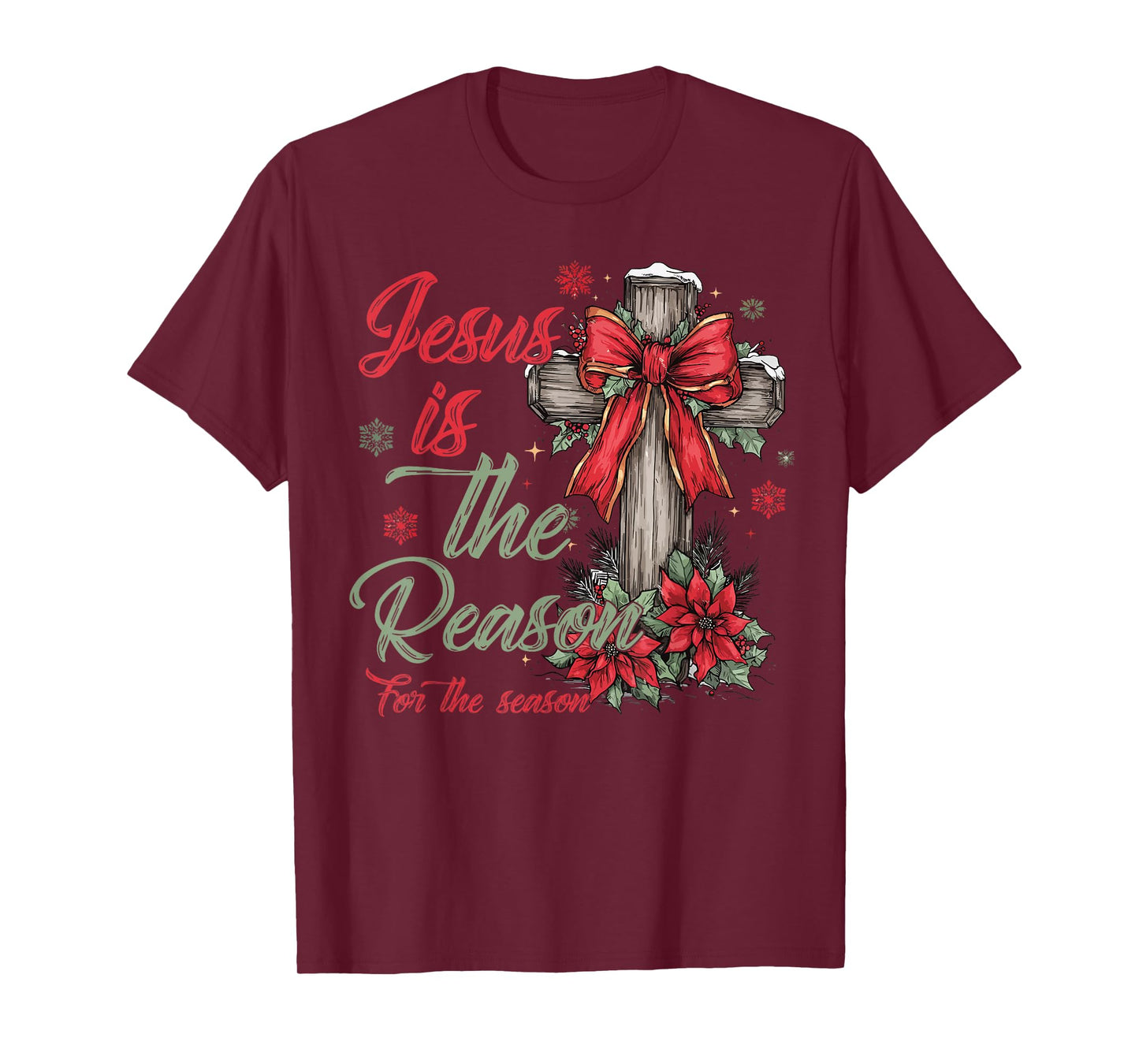 Jesus is The Reason Christmas Season Retro Coquette Bow T-Shirt
