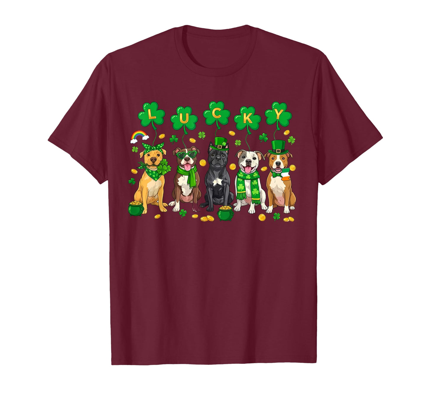 Funny Pitbull Dog St Patrick's Day Lucky Irish Dog Mom Dad T-Shirt