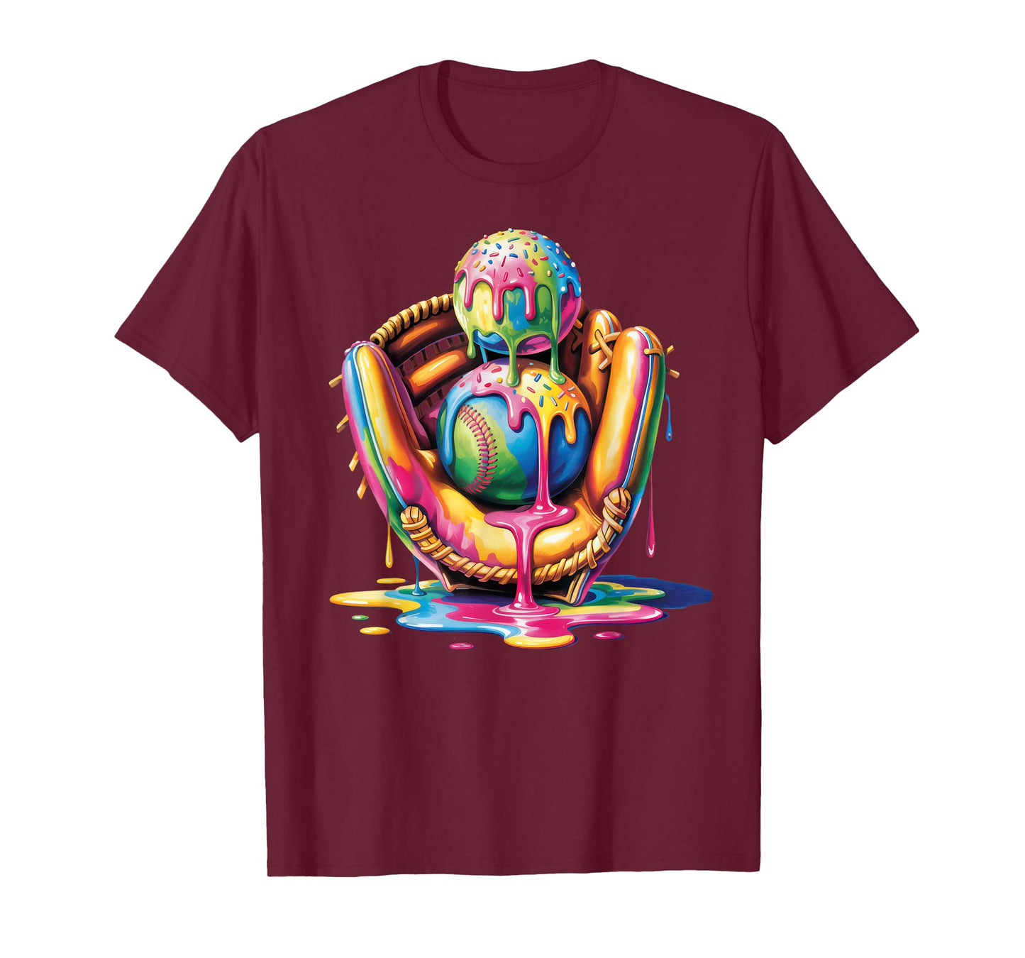 Baseball Drip Ice Cream Sprinkles Baseball Glove T-Shirt