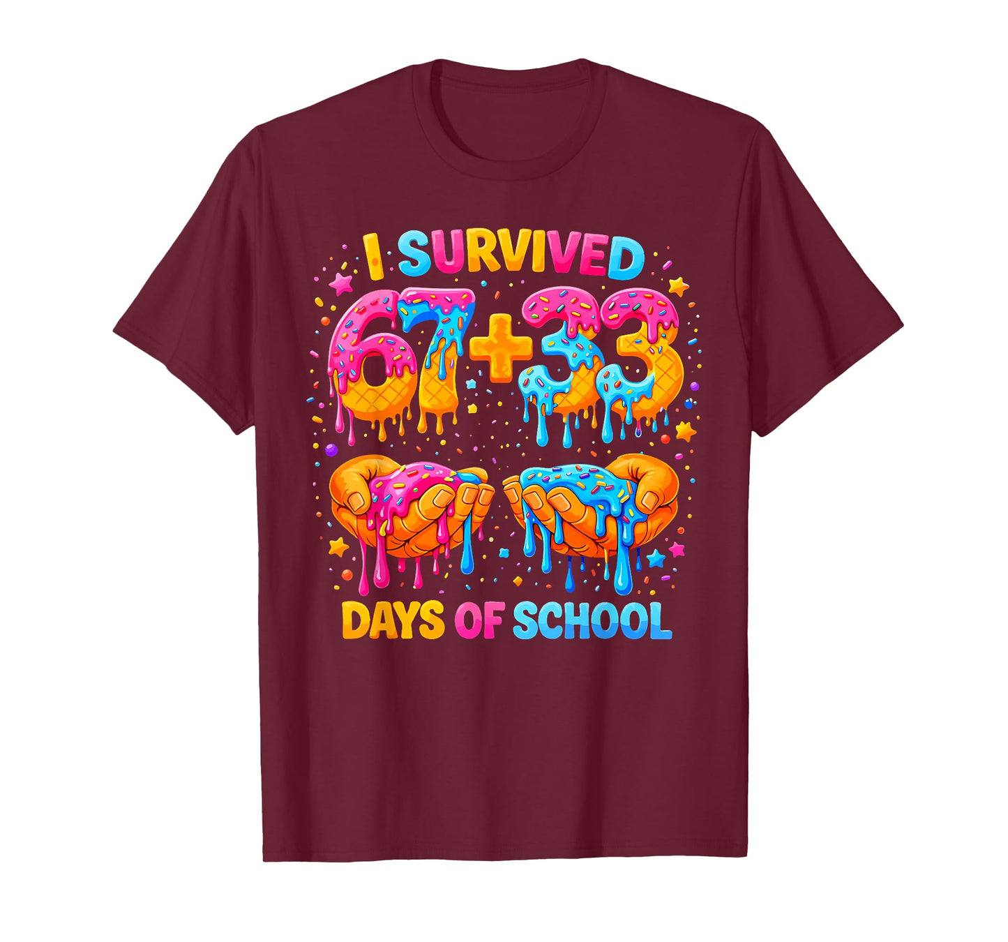 I Survived 67+33 Days of School Teacher Boys Girls 100 Days T-Shirt