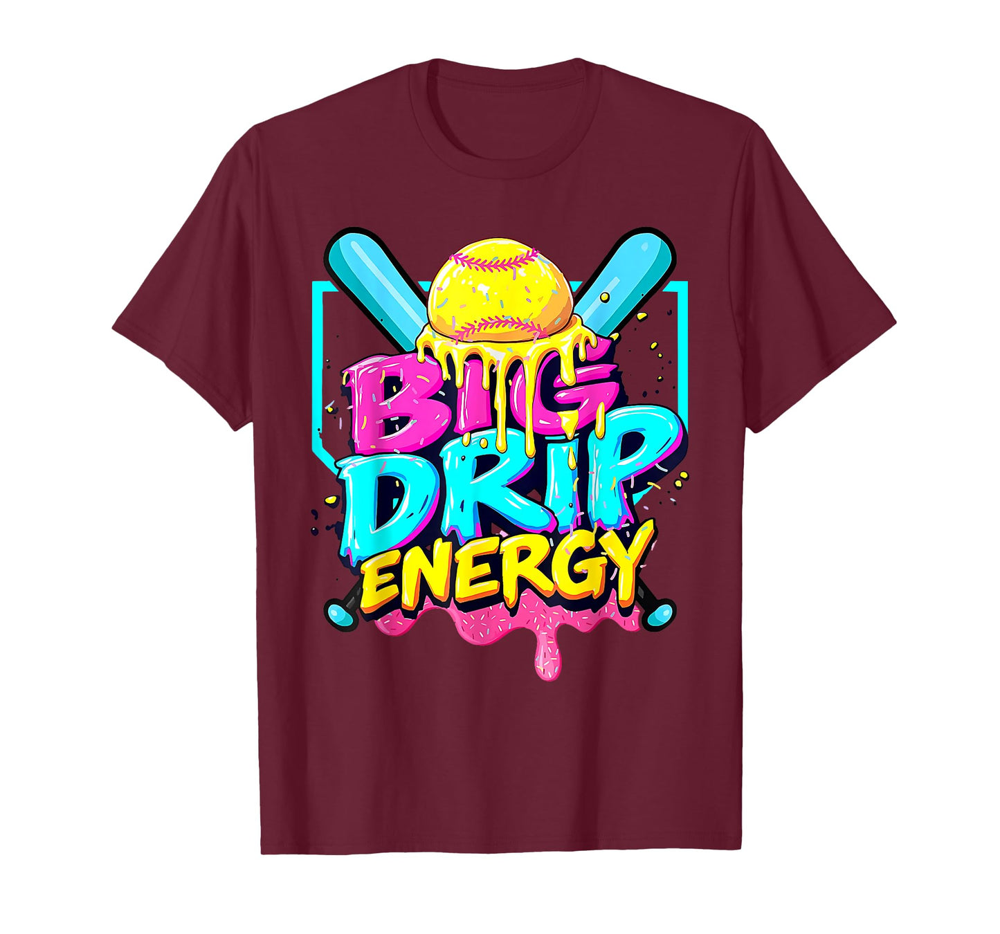 Softball Drip For Girls Ice Cream Drip Youth Girls Softball T-Shirt