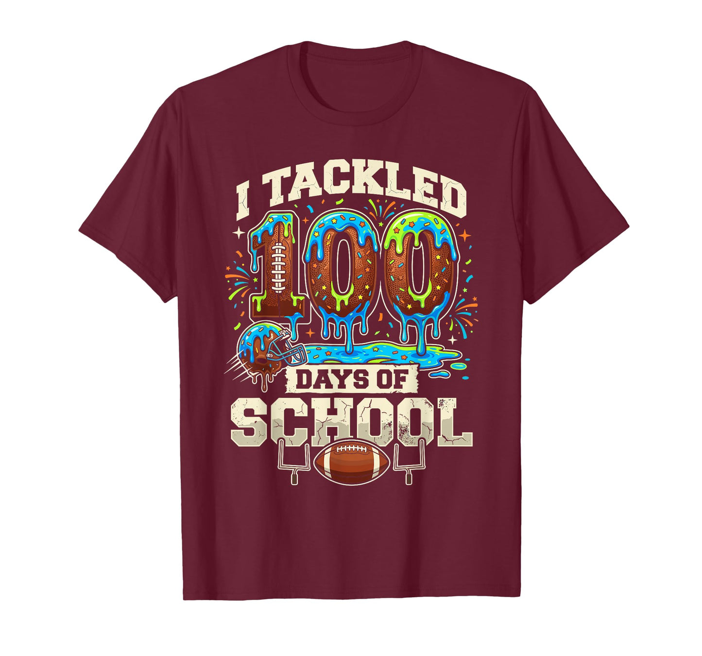 I Tackled 100 Day of School Teacher Student Football T-Shirt