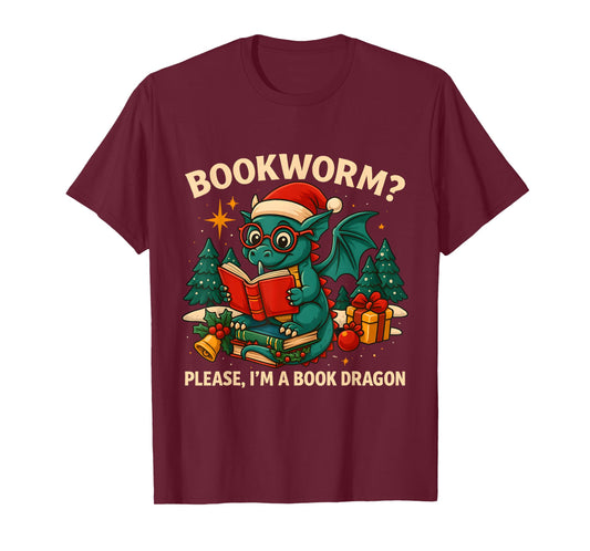 Book Dragon Christmas Reading Gift for Fantasy Lovers T-Shirt