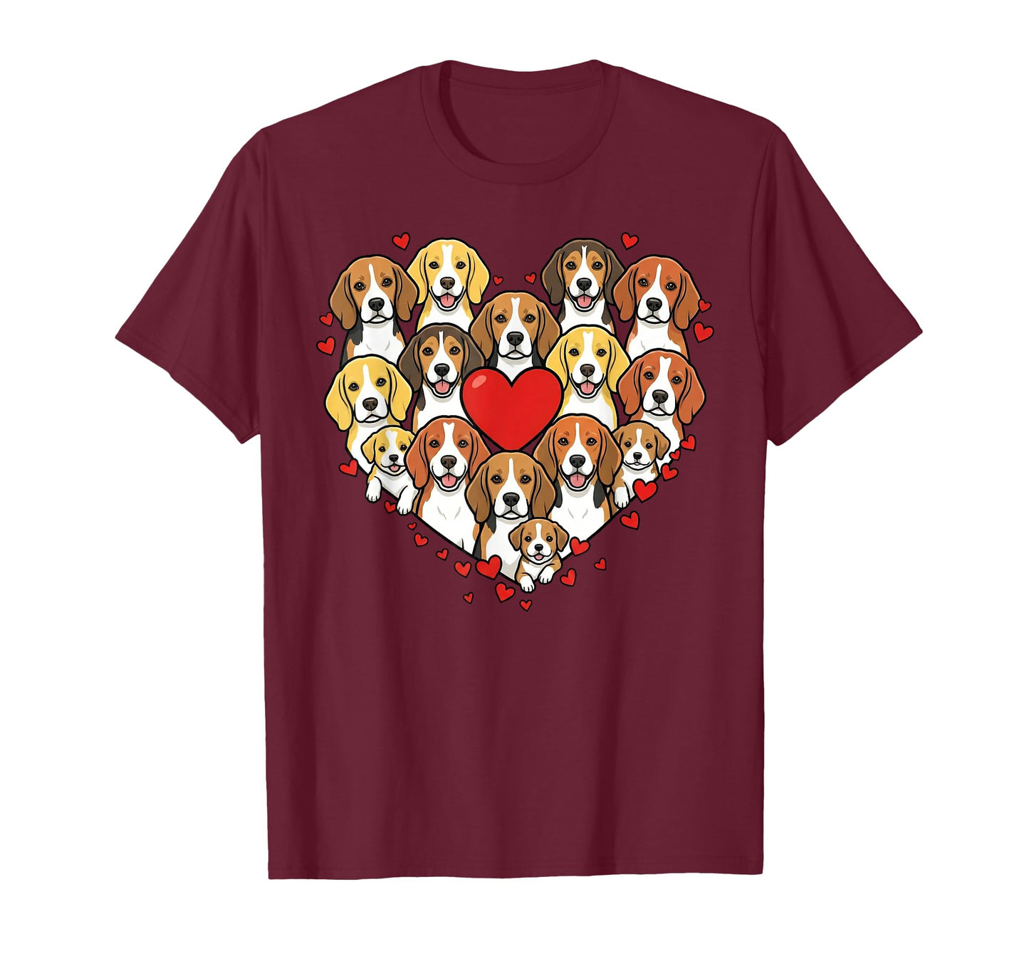 Cute Beagle Heart Love Dog Lover Pet Mom Dad Valentine T-Shirt