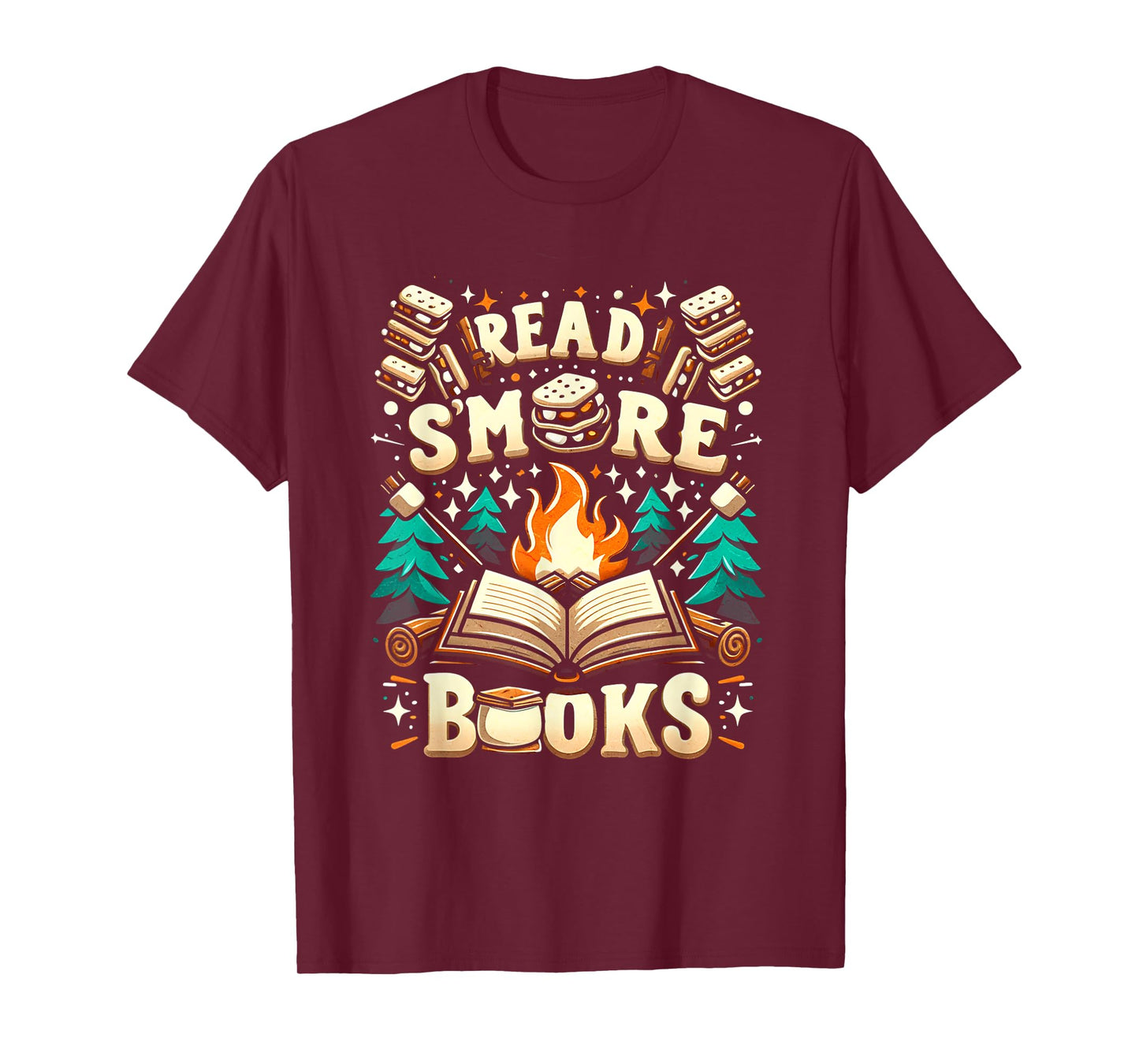 Read More Books Camping Outdoors Travel Campfire Smores T-Shirt