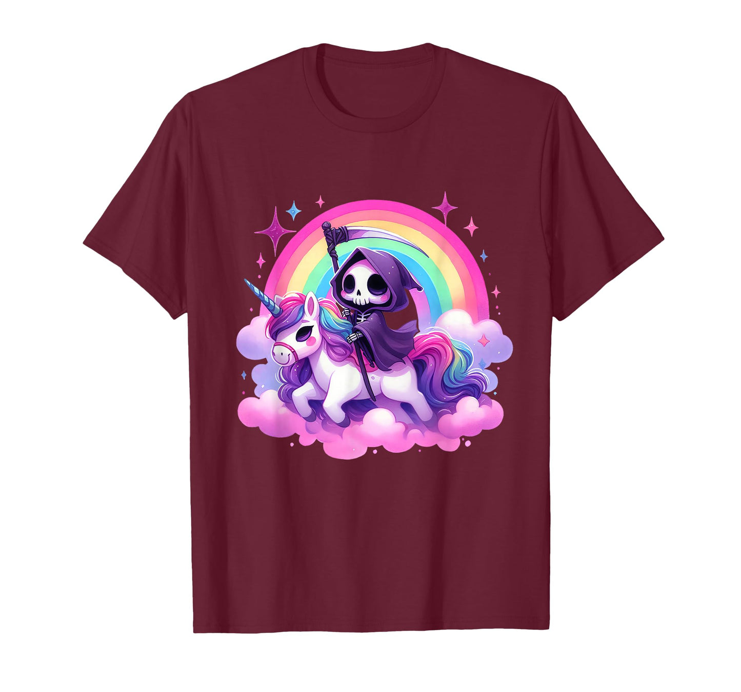 Halloween Unicorn Costume Grim Reaper Riding Unicorn T-Shirt