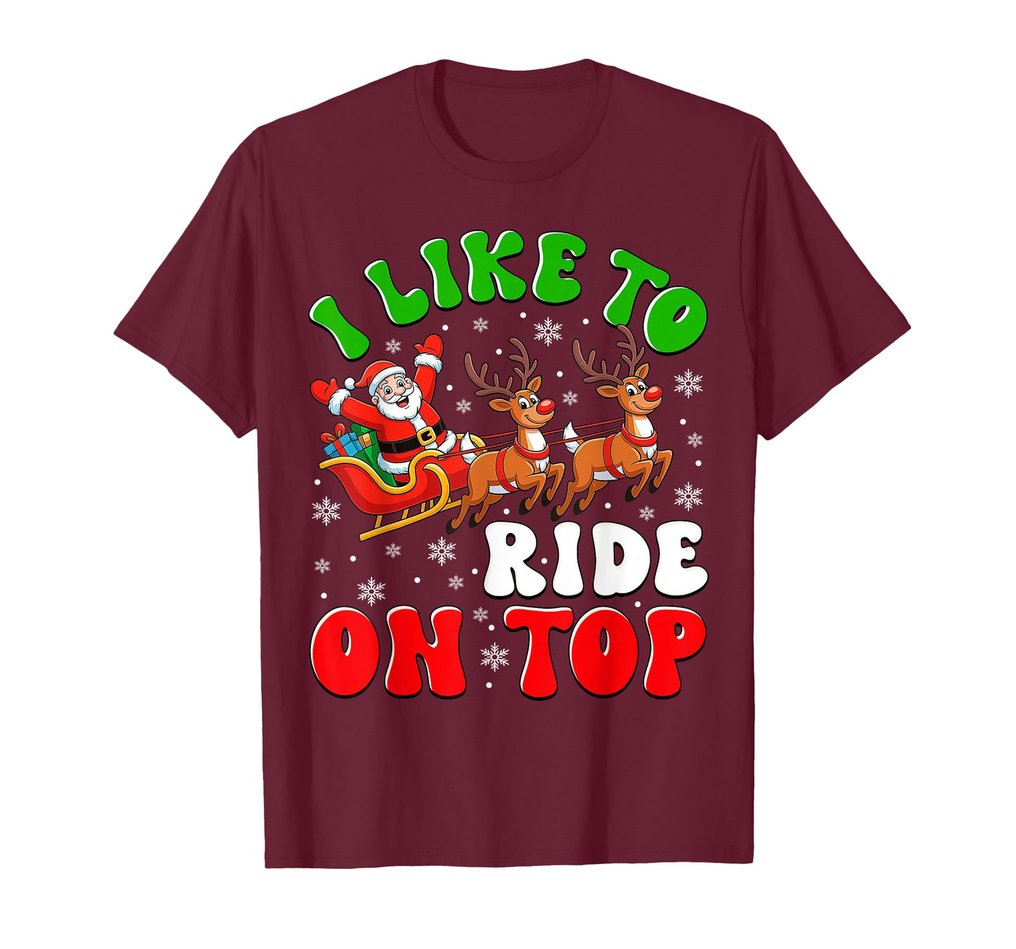 Funny Santa I Like to Ride On Top Christmas Couple Matching T-Shirt