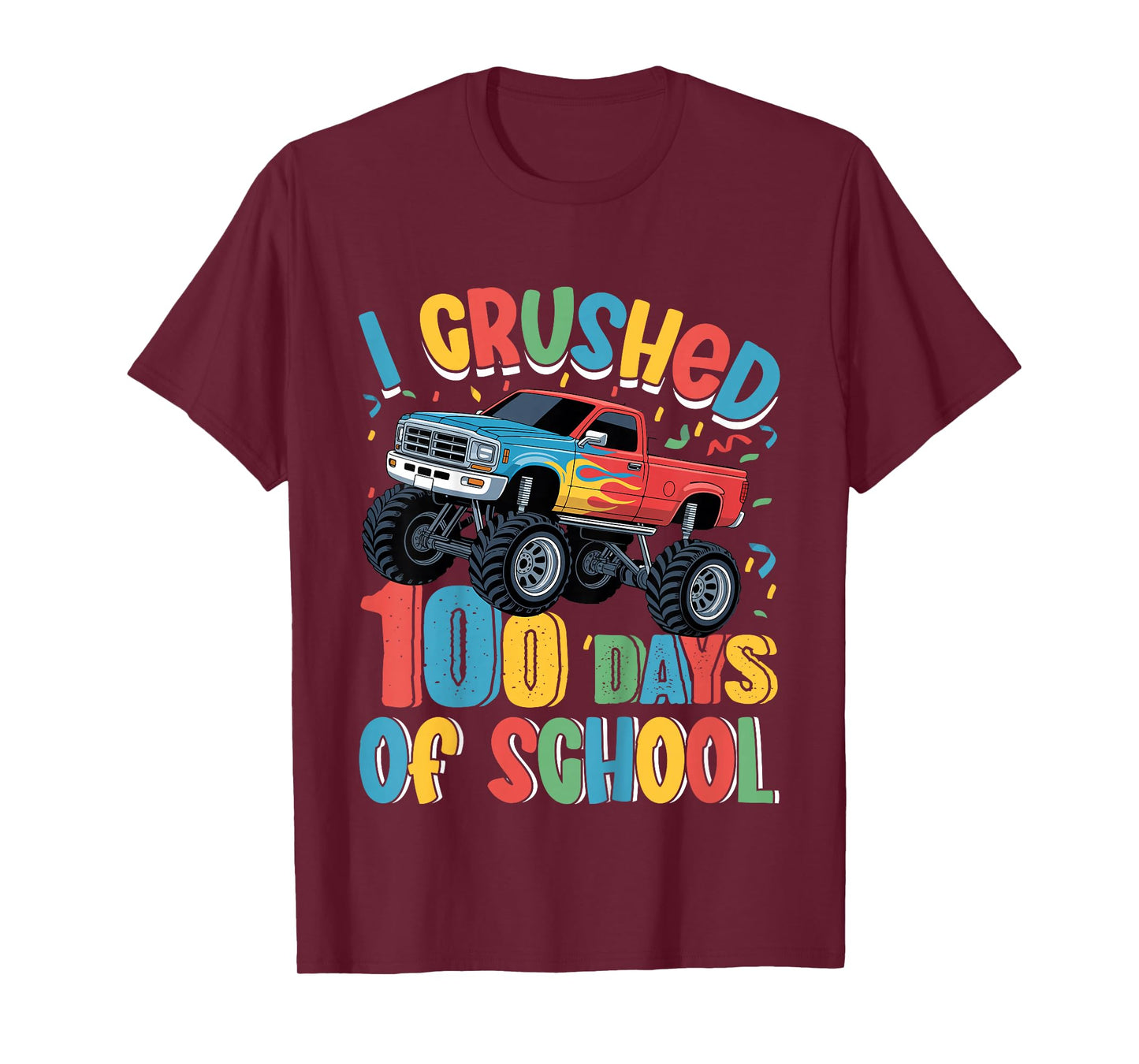 Kids 100 Days of School Monster Truck 100th Day of School Boys T-Shirt
