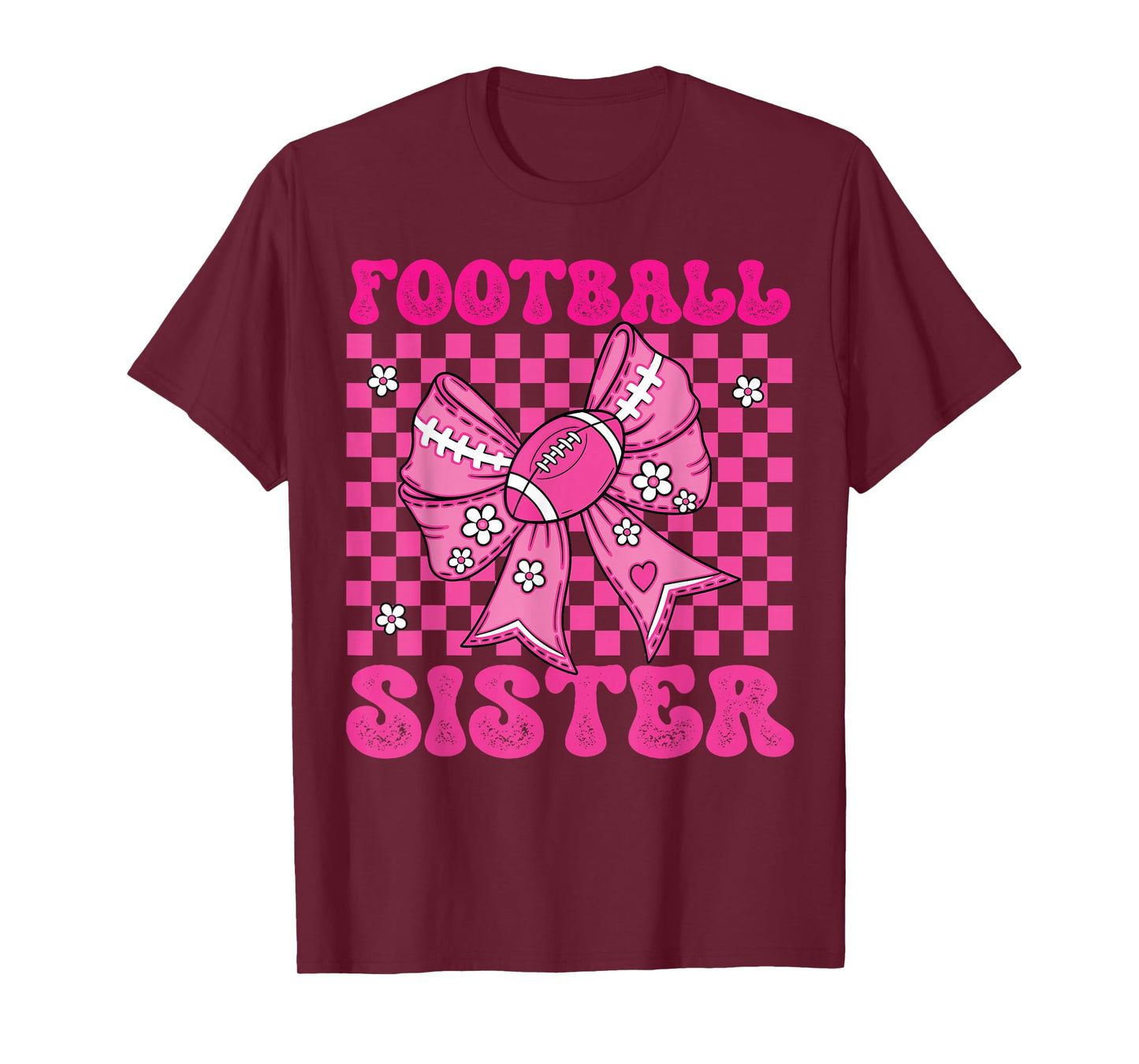 Pink Coquette Bow American Football Sister Game Day T-Shirt