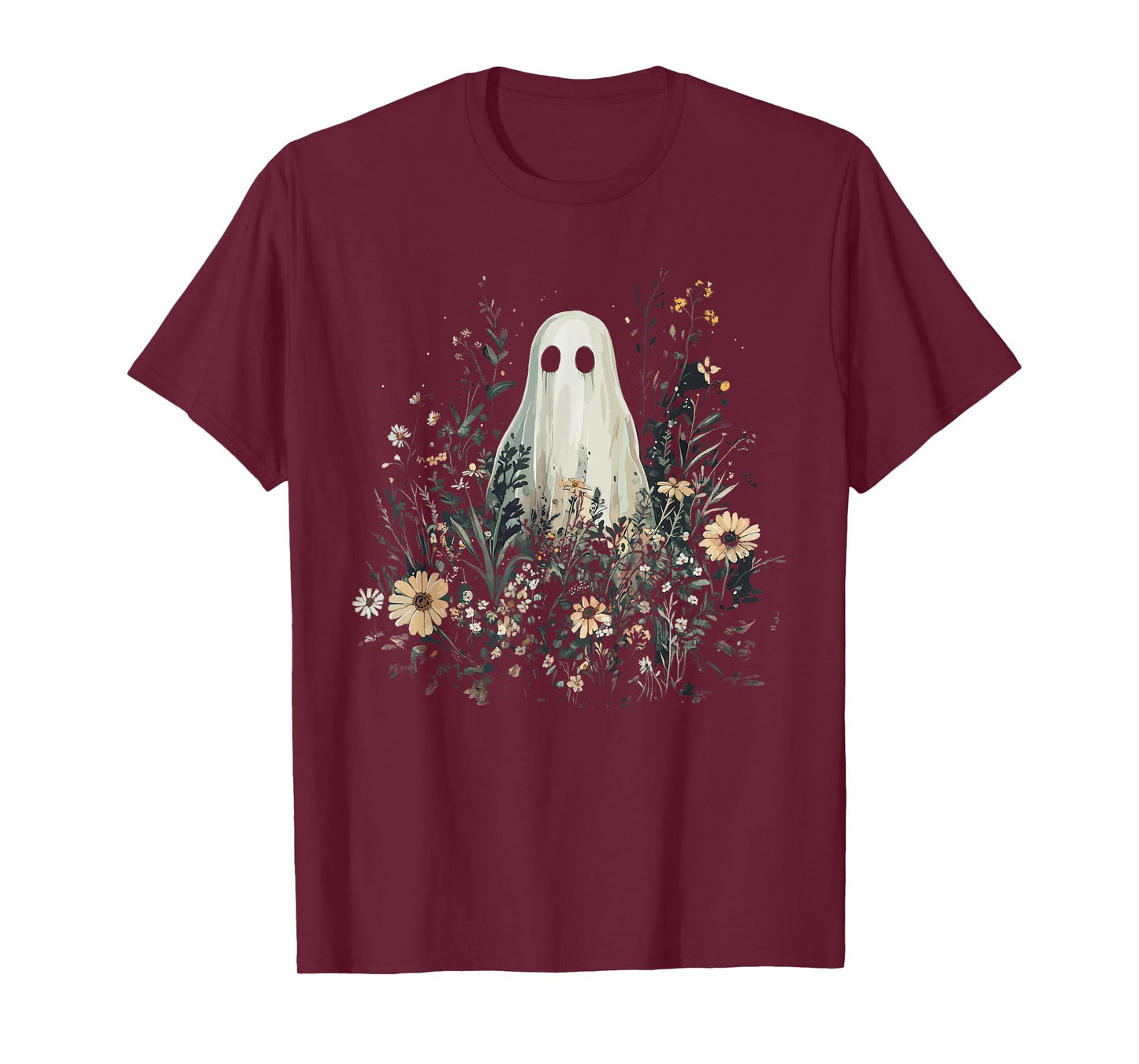 Vintage Floral Ghost Halloween Ghost in the Forest Gothic T-Shirt