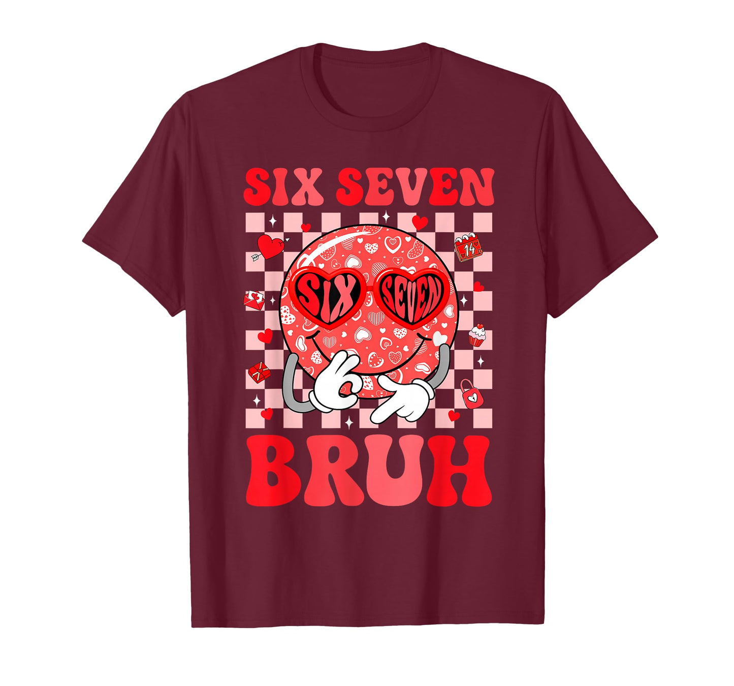 67 Meme Six Seven 6 7 Bruh Valentine Heart Boys Girls Kids T-Shirt