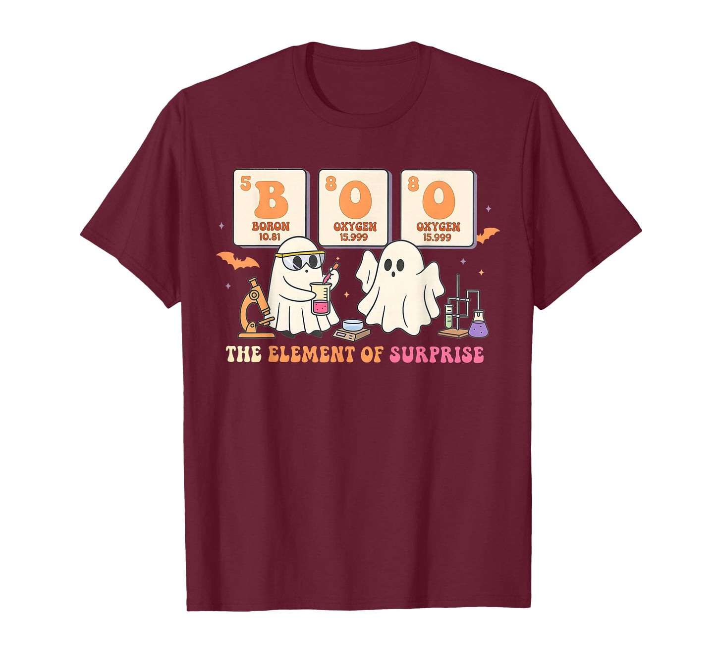 Halloween Science Teacher Boo Ghost The Element of Surprise T-Shirt
