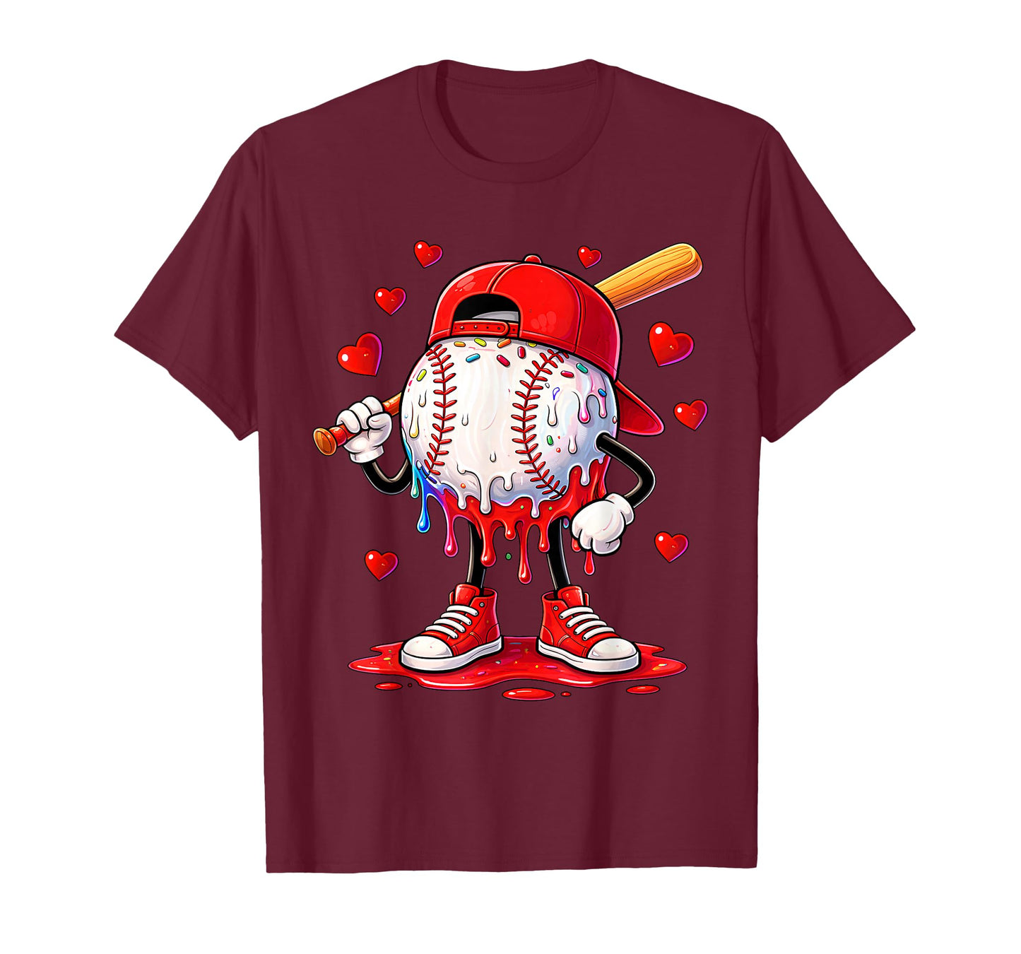 Valentine Baseball Heart Drip Sport Love Valentines Day Boys T-Shirt