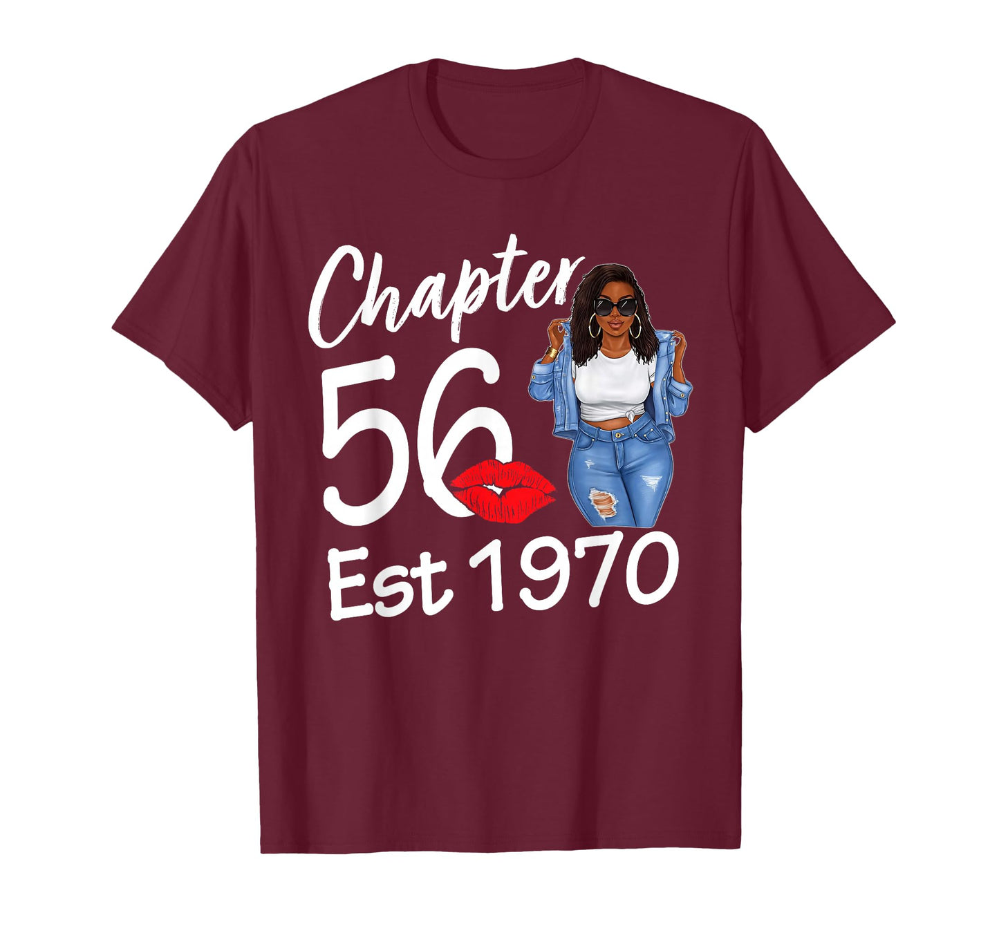 Chapter 56 Est 1970 56th Birthday Afro Black Queen T-Shirt