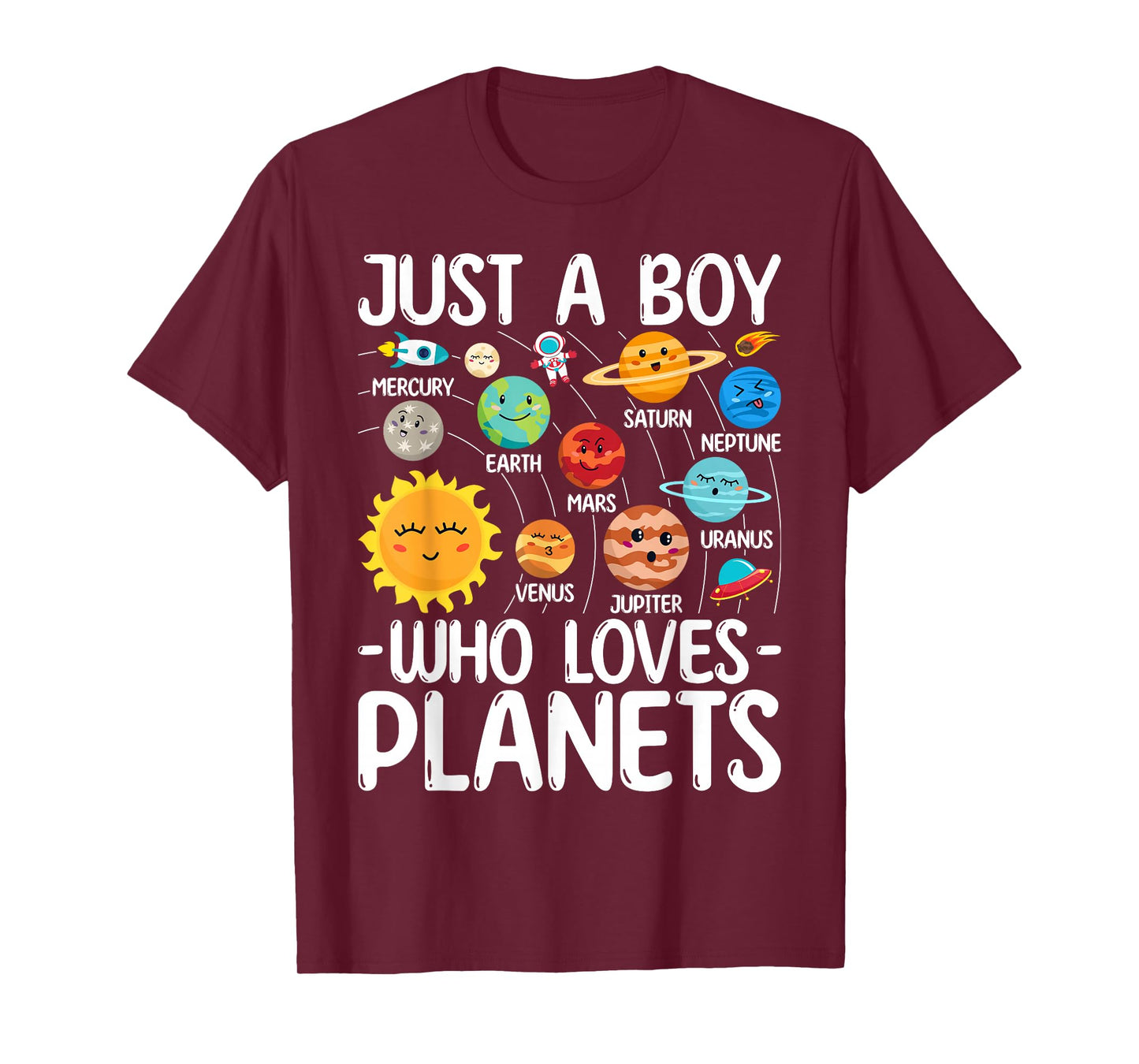 Just A Boy Who Loves Planets Solar Star System Science Space T-Shirt